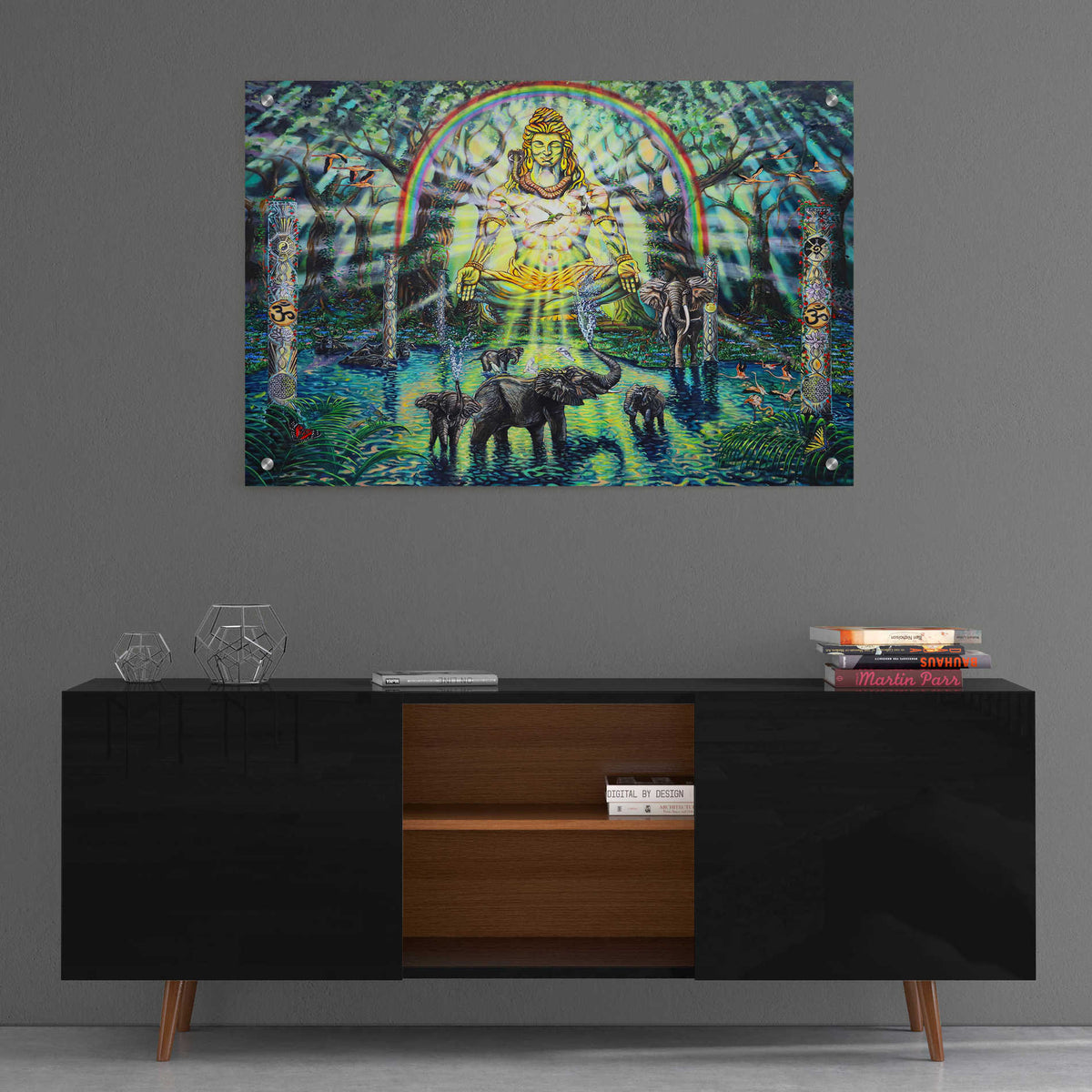 Epic Art 'Shiva Elephants ' by Jan Kasparec, Acrylic Glass Wall Art,36x24
