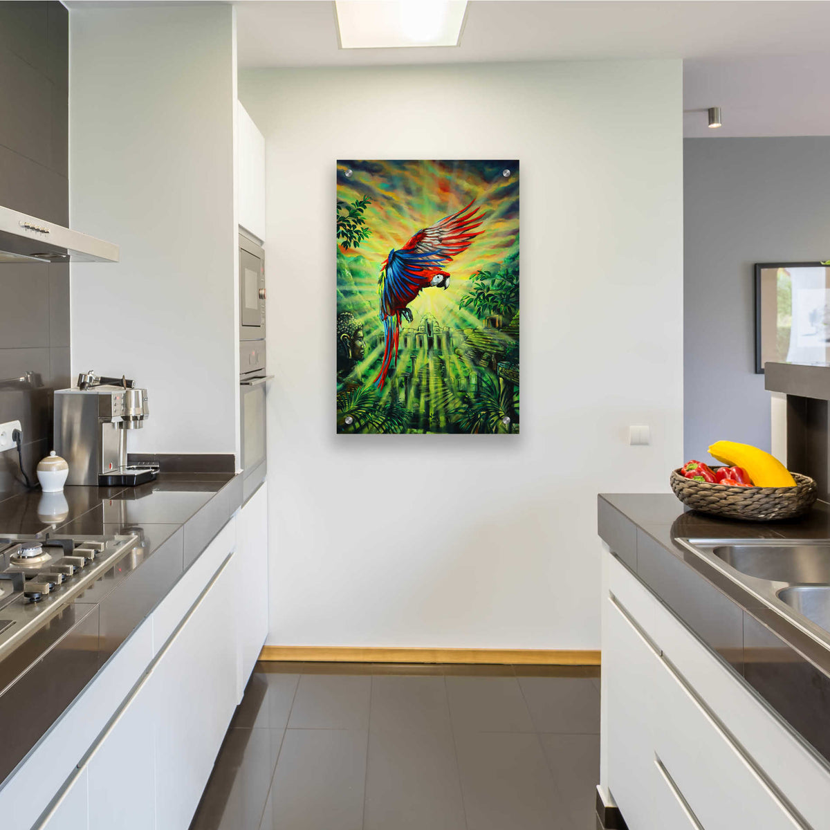 Epic Art 'Parrot Temple' by Jan Kasparec, Acrylic Glass Wall Art,24x36