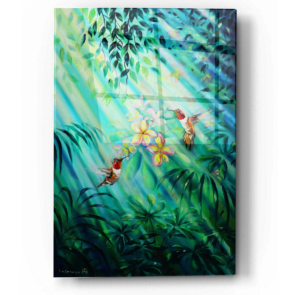 Epic Art 'Hummingbirds Plumeria' by Jan Kasparec, Acrylic Glass Wall Art