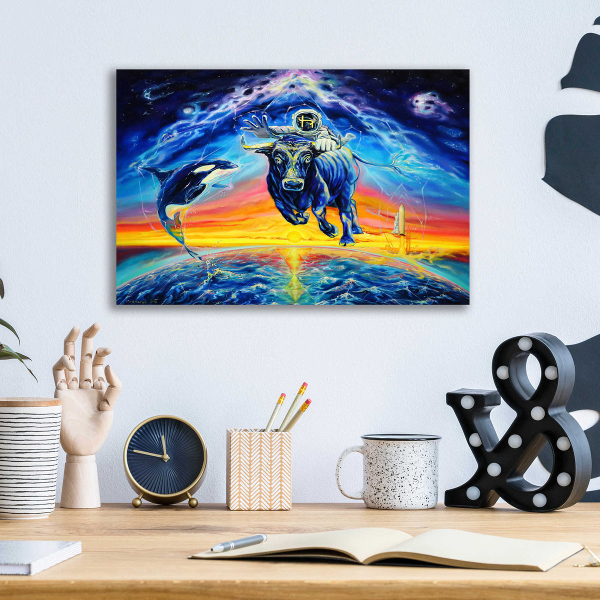 Epic Art 'Halo Bull' by Jan Kasparec, Acrylic Glass Wall Art,16x12
