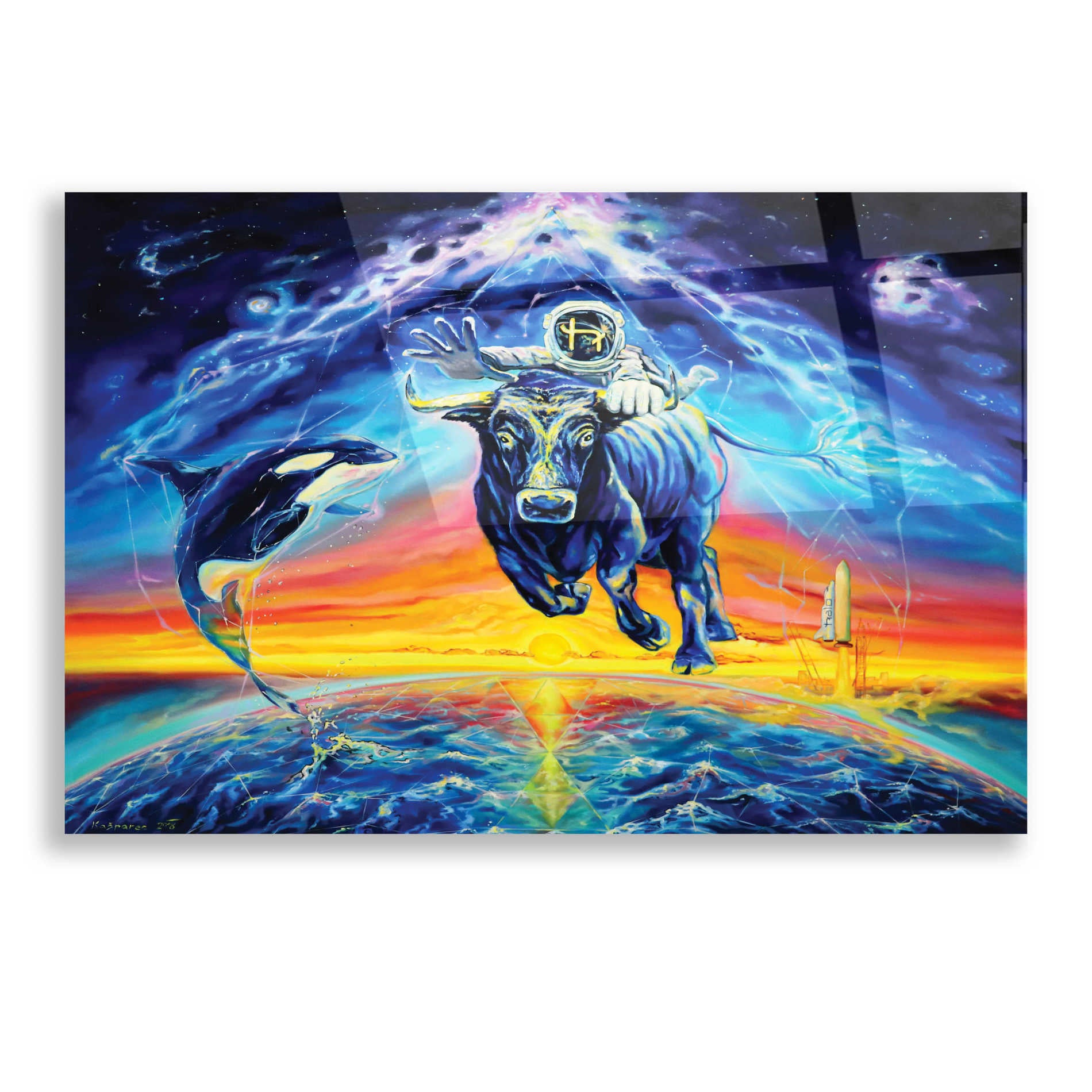 Epic Art 'Halo Bull' by Jan Kasparec, Acrylic Glass Wall Art,16x12