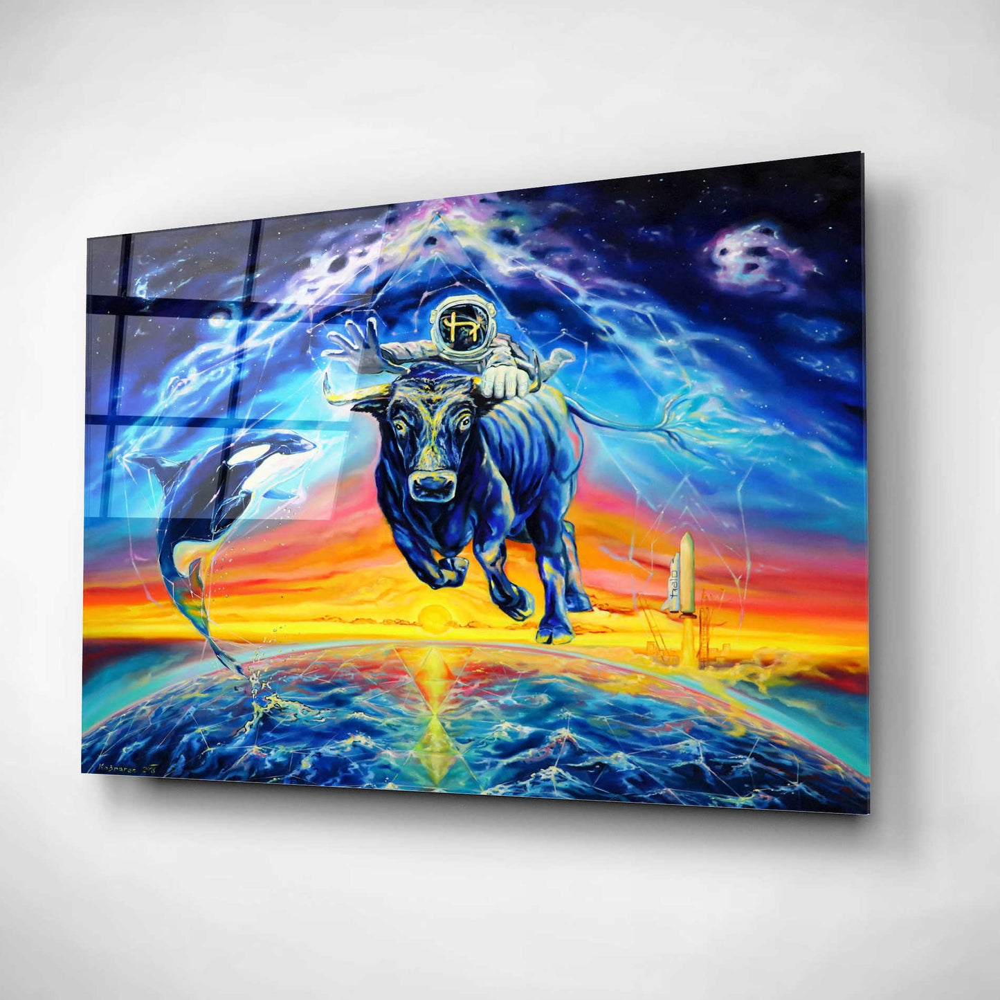 Epic Art 'Halo Bull' by Jan Kasparec, Acrylic Glass Wall Art,24x16