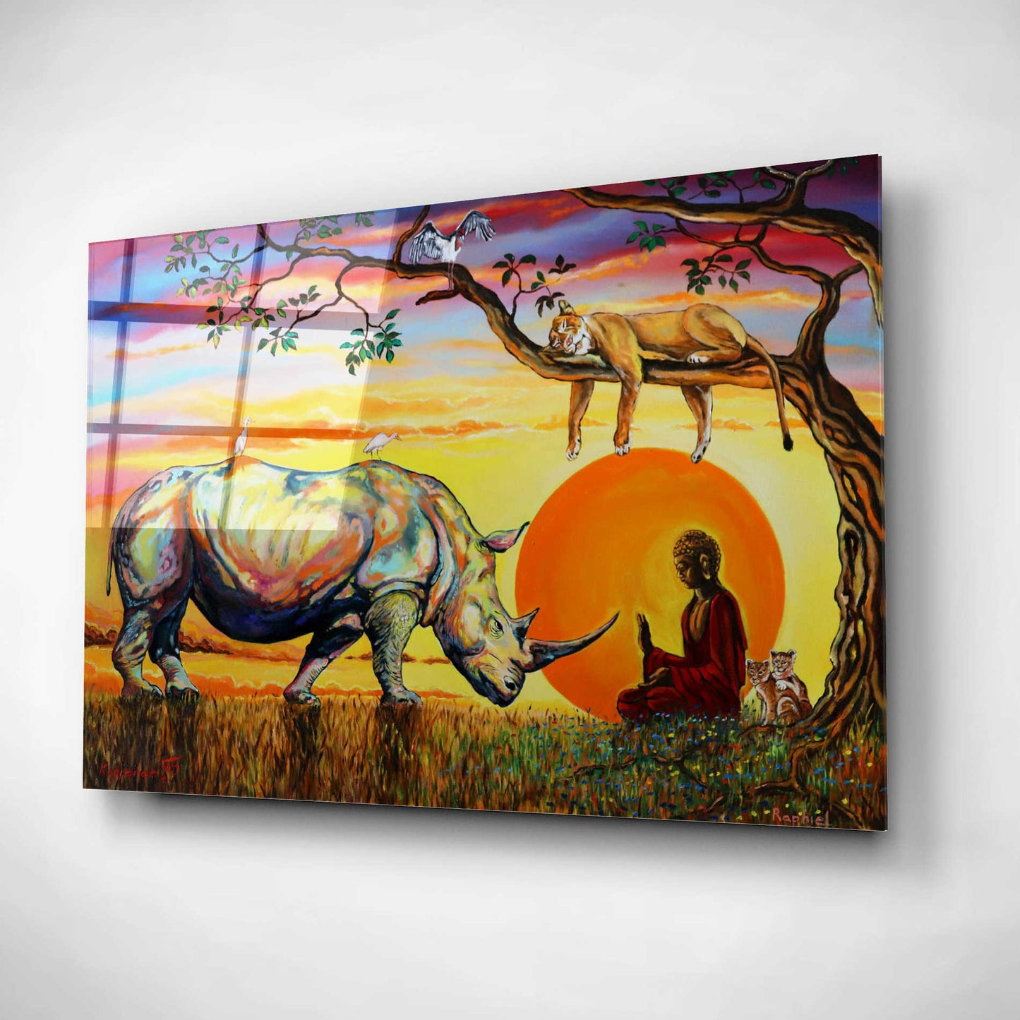 Epic Art 'Buddha Rhino' by Jan Kasparec, Acrylic Glass Wall Art,16x12