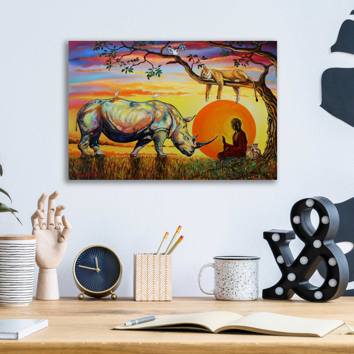 Epic Art 'Buddha Rhino' by Jan Kasparec, Acrylic Glass Wall Art,16x12