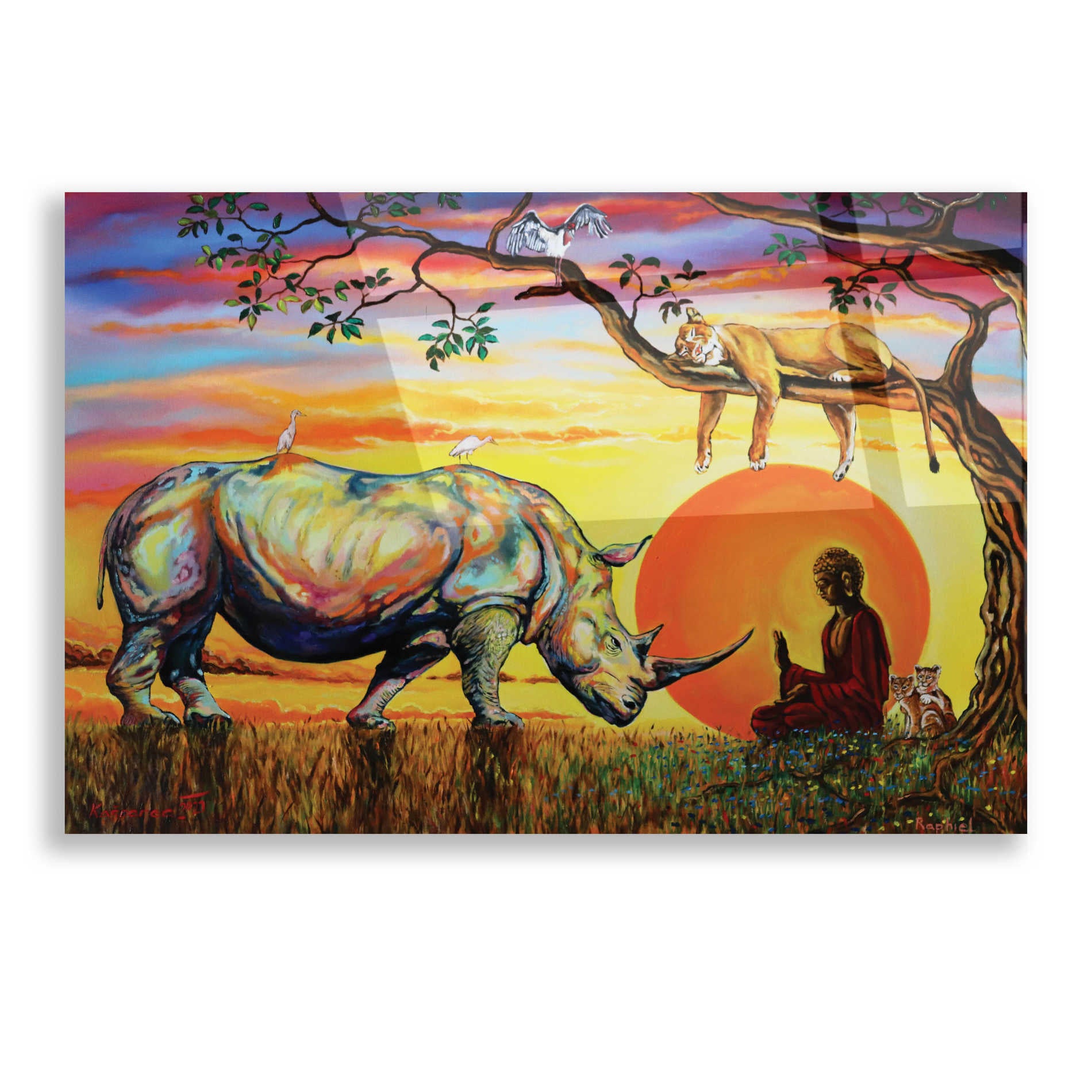 Epic Art 'Buddha Rhino' by Jan Kasparec, Acrylic Glass Wall Art,16x12