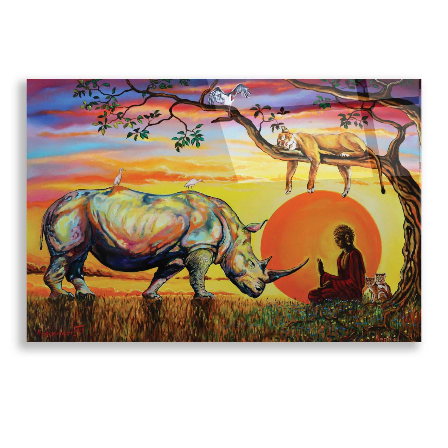 Epic Art 'Buddha Rhino' by Jan Kasparec, Acrylic Glass Wall Art,24x16