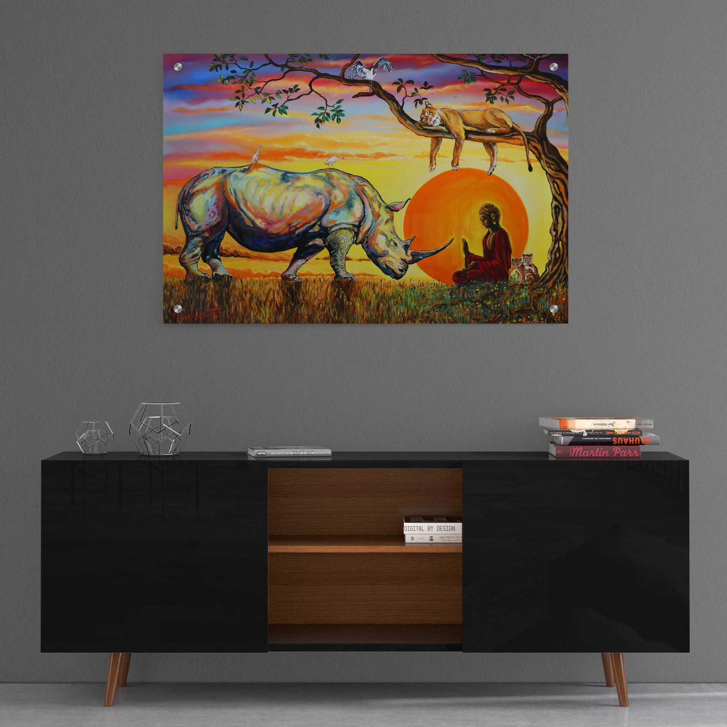 Epic Art 'Buddha Rhino' by Jan Kasparec, Acrylic Glass Wall Art,36x24