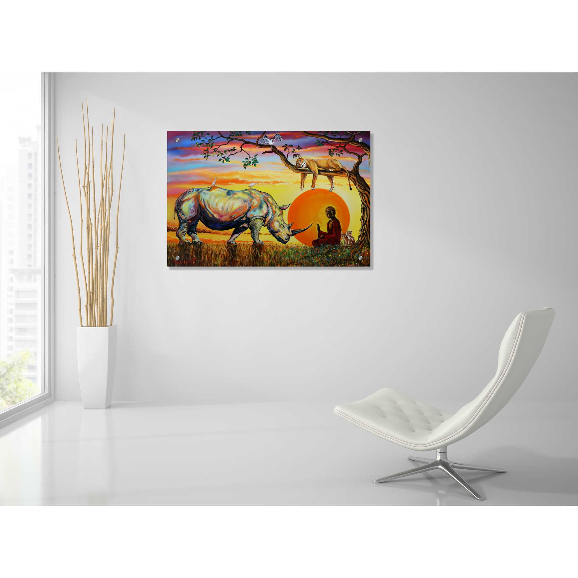 Epic Art 'Buddha Rhino' by Jan Kasparec, Acrylic Glass Wall Art,36x24