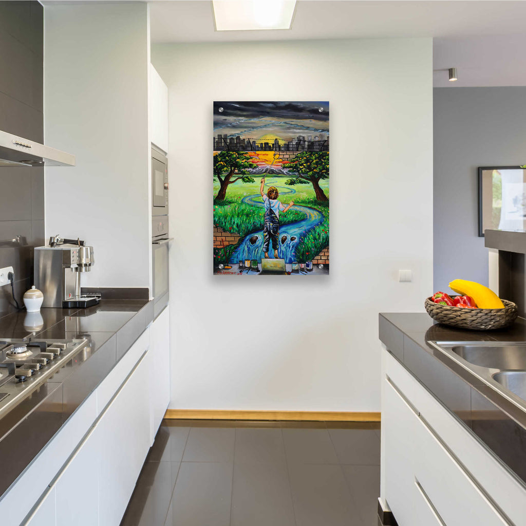 Epic Art 'Boy And The Wall' by Jan Kasparec, Acrylic Glass Wall Art,24x36