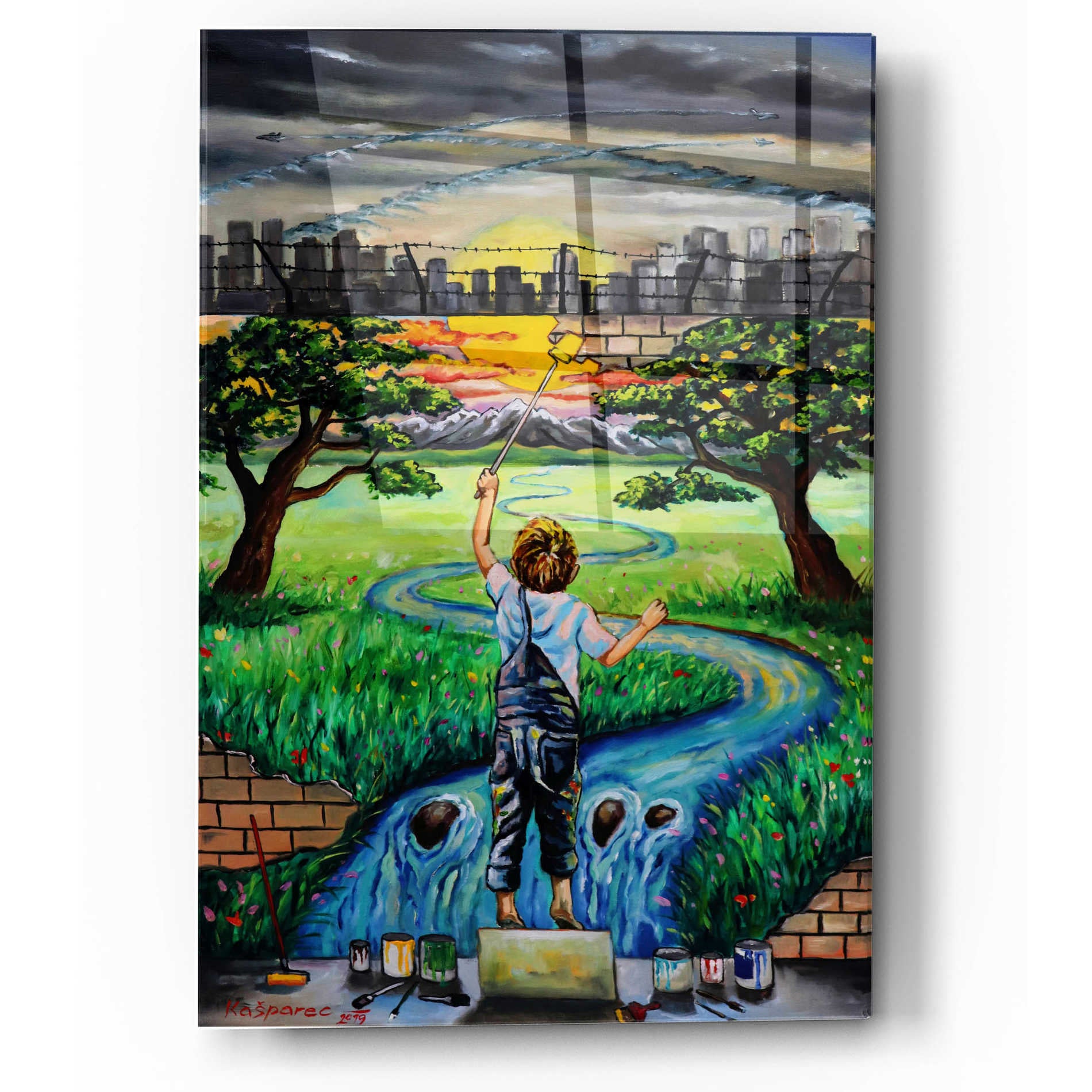 Epic Art 'Boy And The Wall' by Jan Kasparec, Acrylic Glass Wall Art
