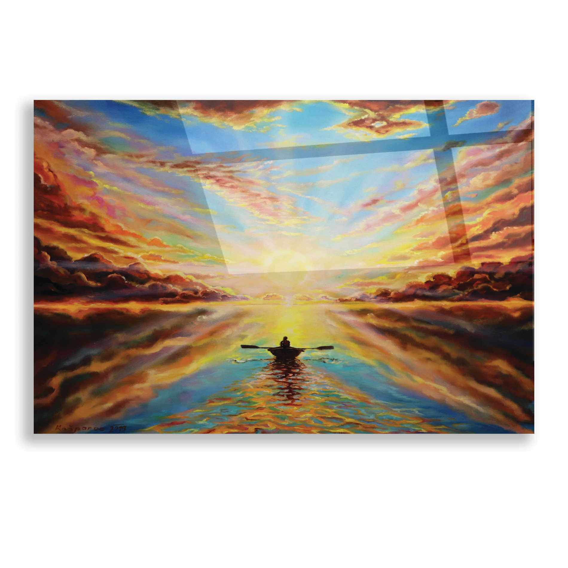 Epic Art 'Boat Sunset ' by Jan Kasparec, Acrylic Glass Wall Art,16x12