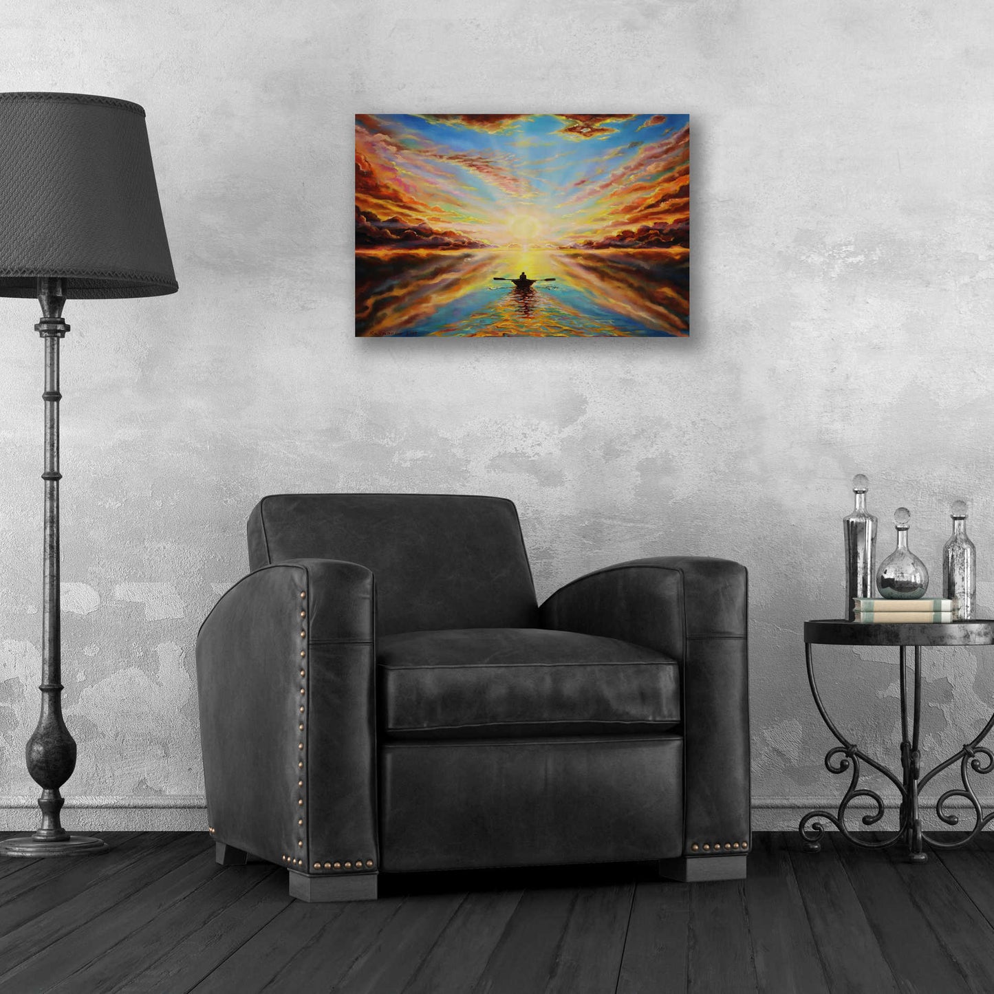 Epic Art 'Boat Sunset ' by Jan Kasparec, Acrylic Glass Wall Art,24x16