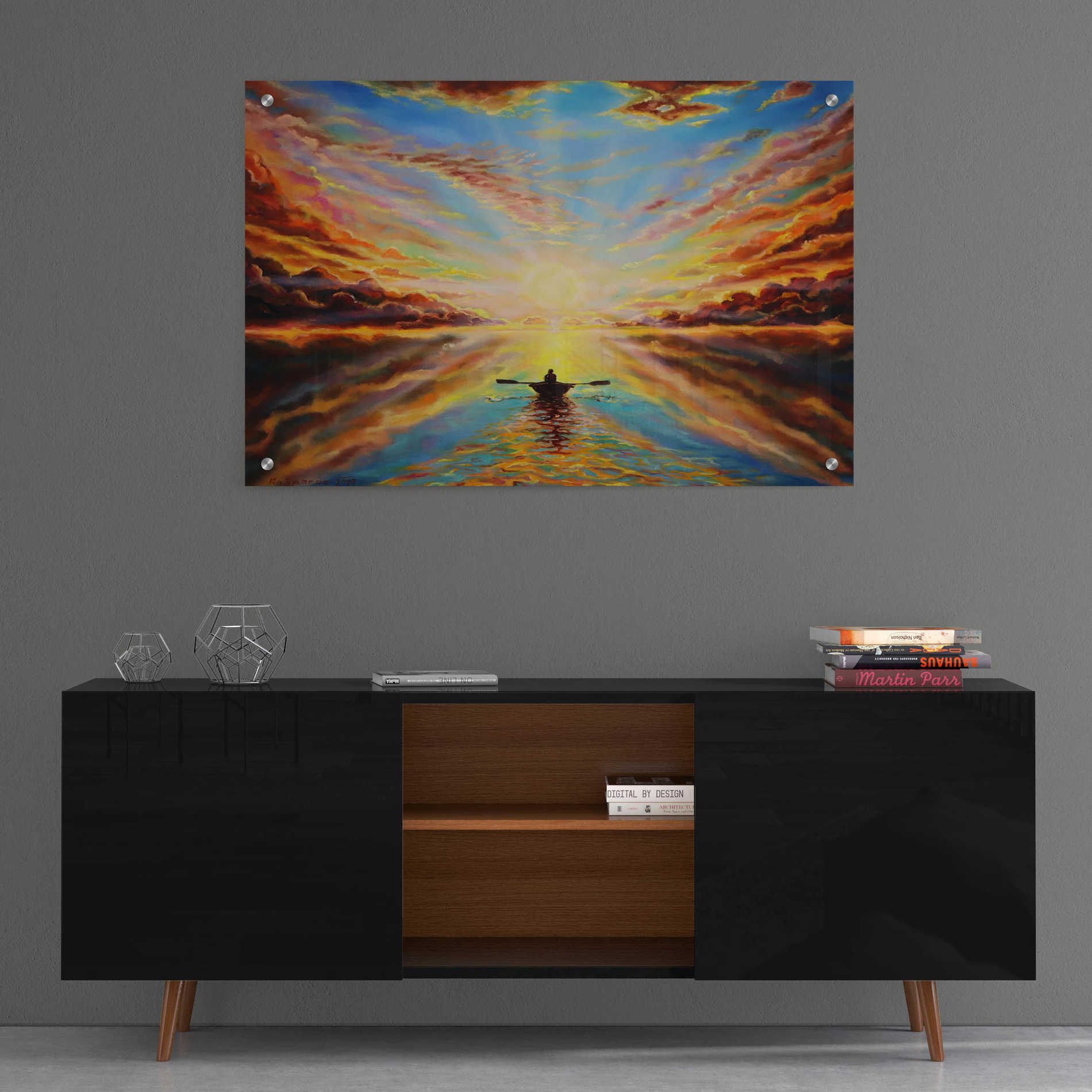 Epic Art 'Boat Sunset ' by Jan Kasparec, Acrylic Glass Wall Art,36x24