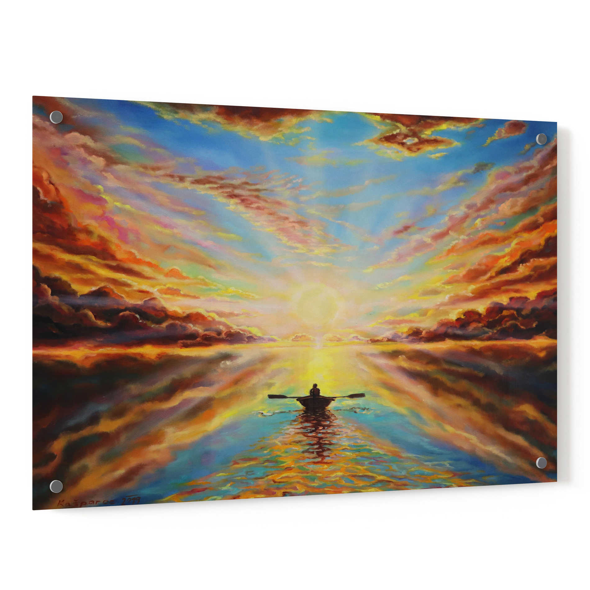 Epic Art 'Boat Sunset ' by Jan Kasparec, Acrylic Glass Wall Art,36x24