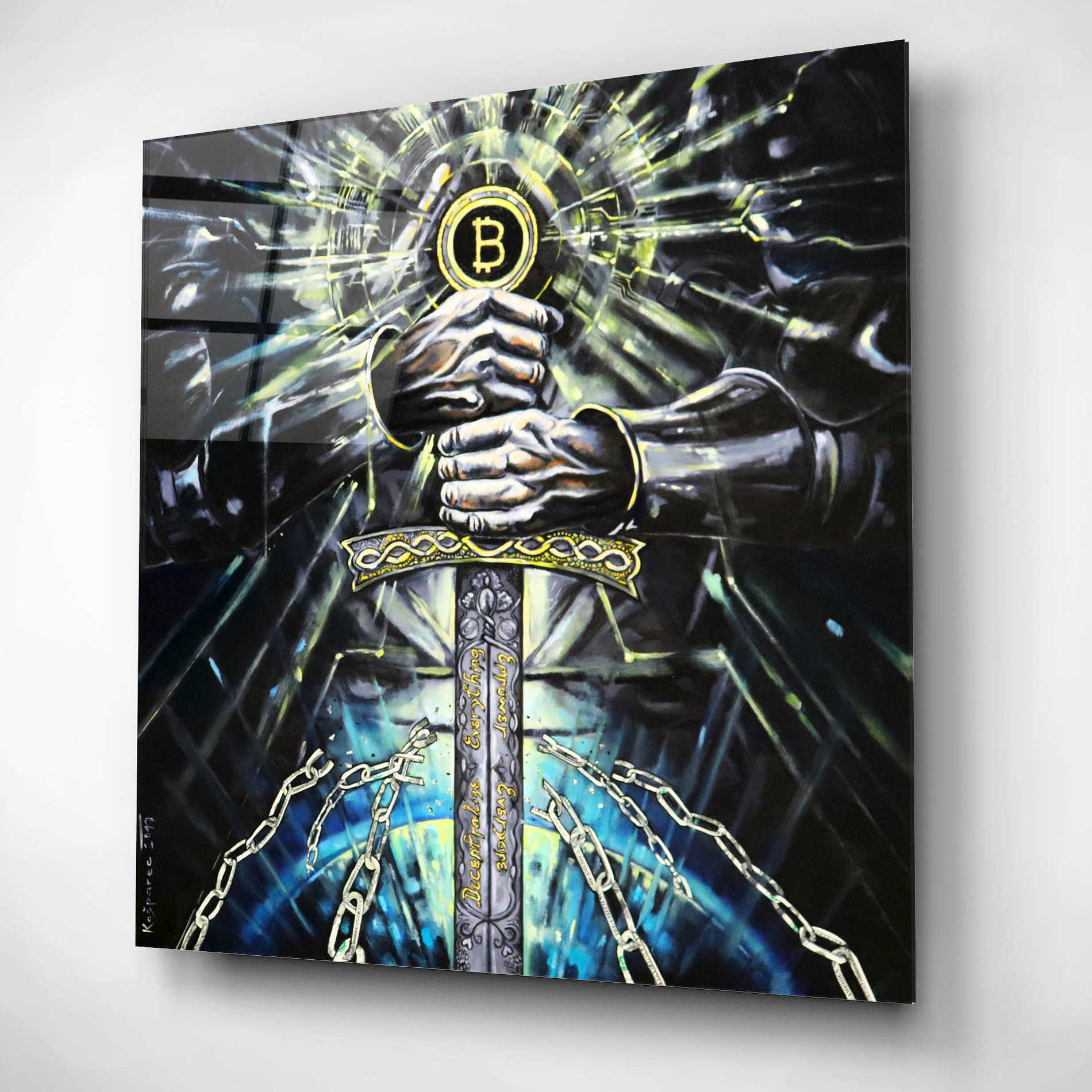 Epic Art 'Bitcoin Knight' by Jan Kasparec, Acrylic Glass Wall Art,12x12