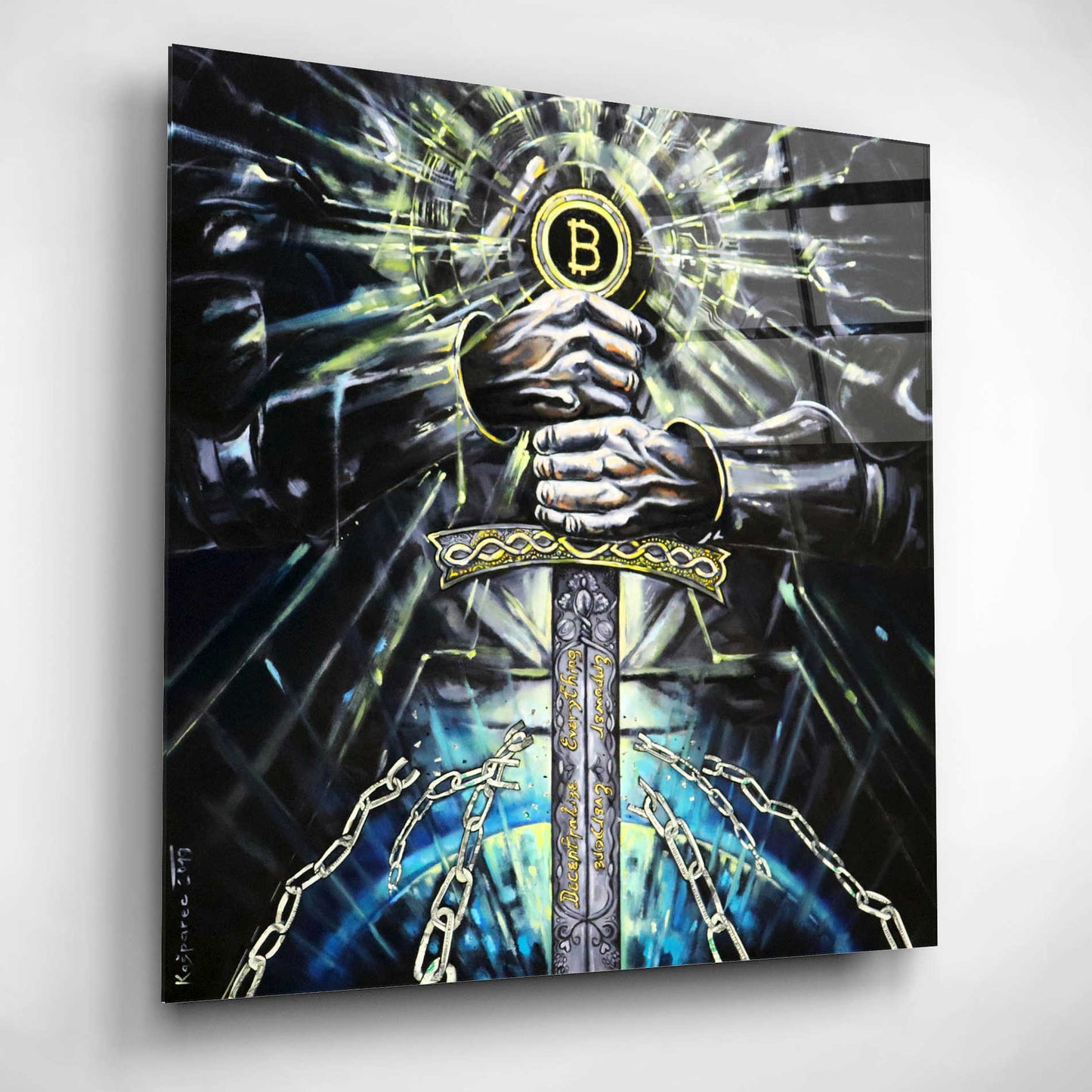 Epic Art 'Bitcoin Knight' by Jan Kasparec, Acrylic Glass Wall Art,12x12
