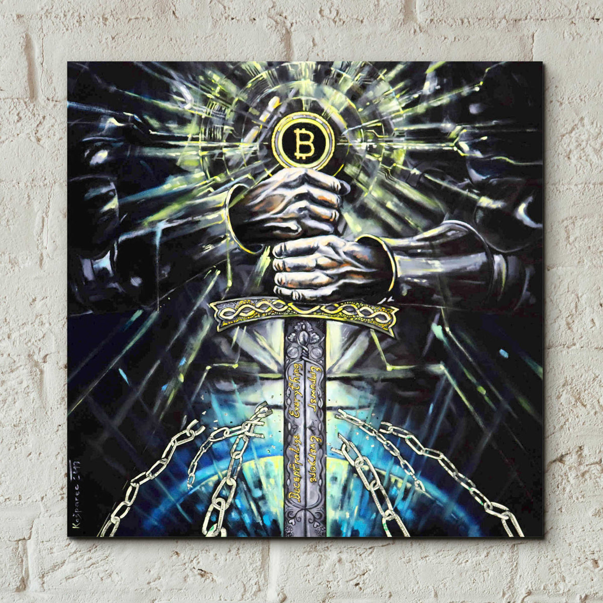 Epic Art 'Bitcoin Knight' by Jan Kasparec, Acrylic Glass Wall Art,12x12