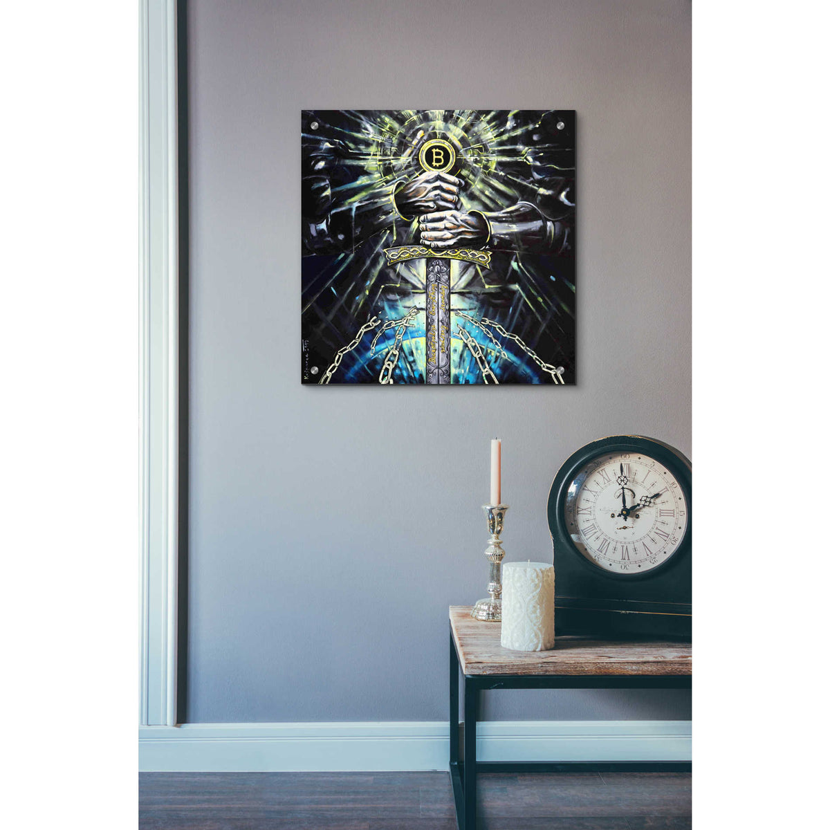 Epic Art 'Bitcoin Knight' by Jan Kasparec, Acrylic Glass Wall Art,24x24
