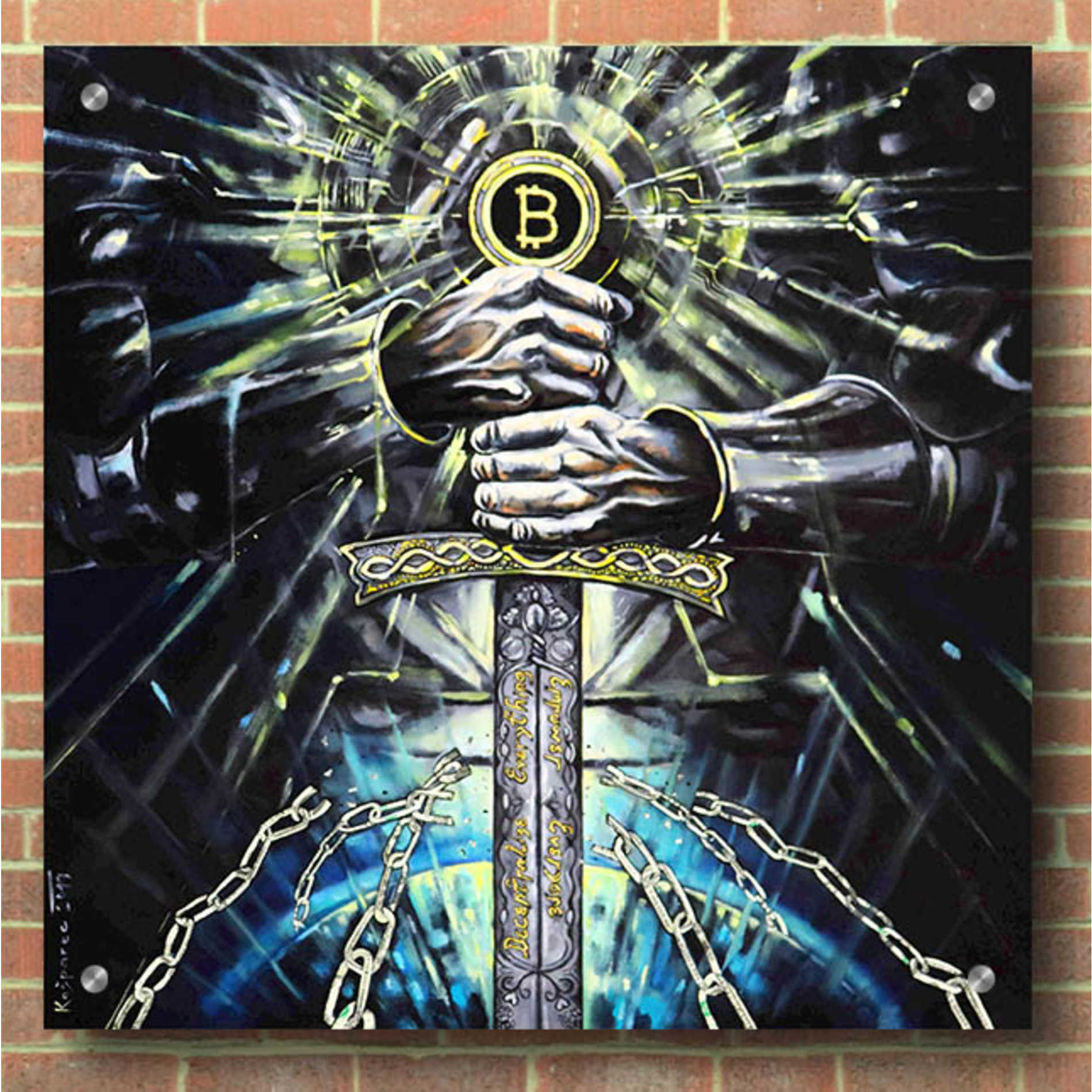 Epic Art 'Bitcoin Knight' by Jan Kasparec, Acrylic Glass Wall Art,36x36