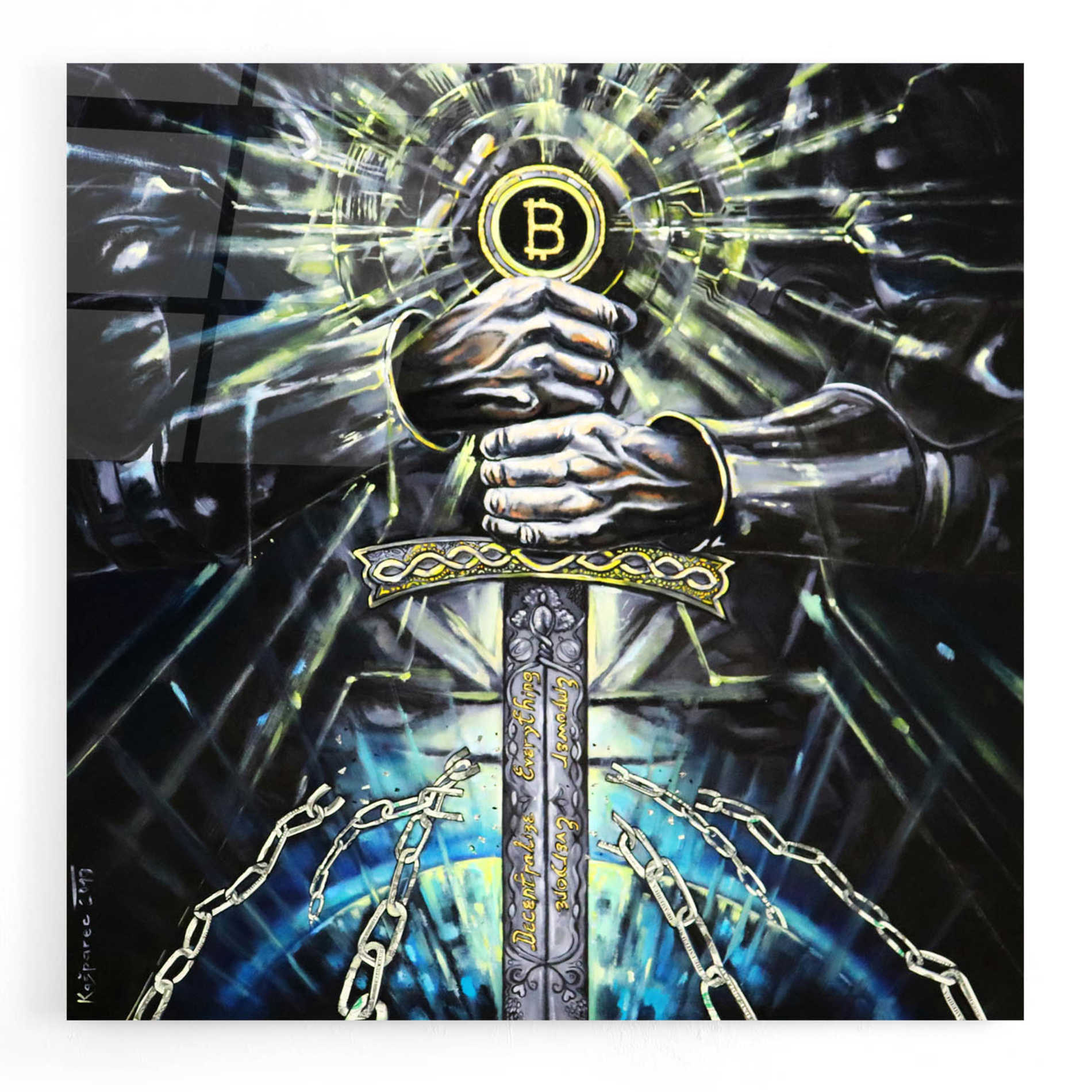 Epic Art 'Bitcoin Knight' by Jan Kasparec, Acrylic Glass Wall Art