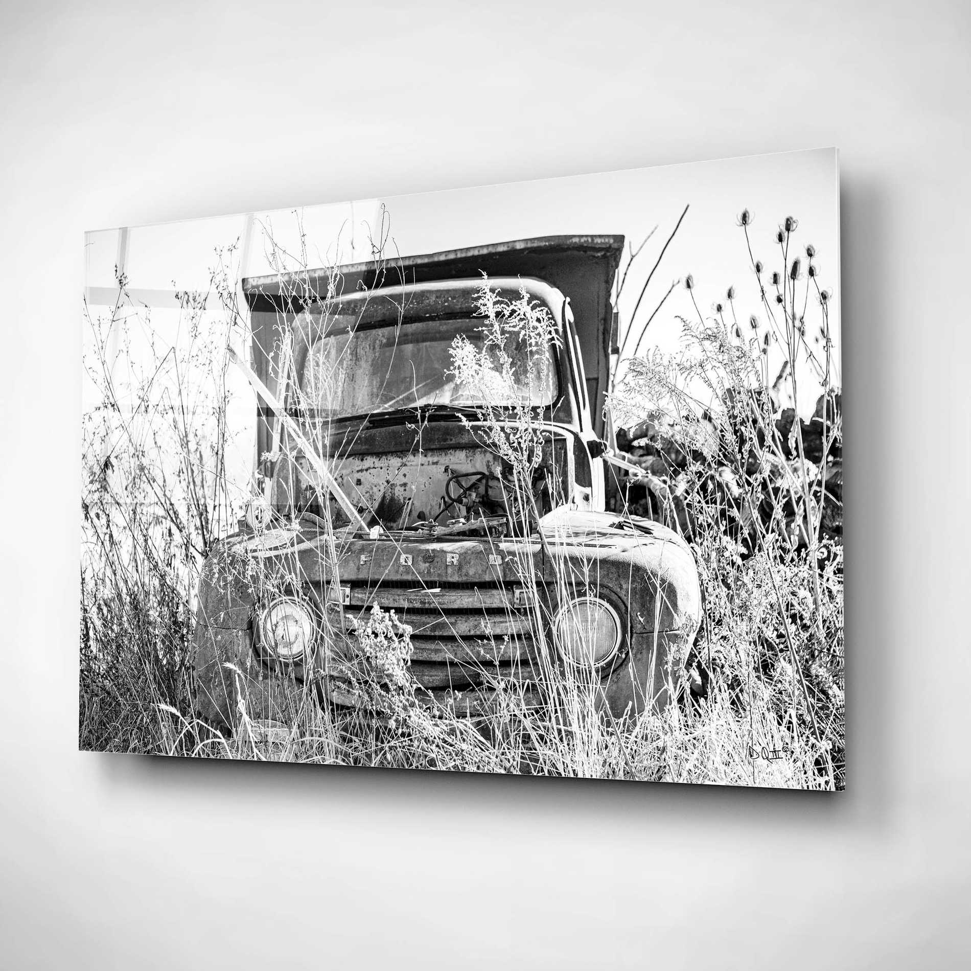 Epic Art 'Truck in Wildflower Field' by Donnie Quillen, Acrylic Glass Wall Art,16x12