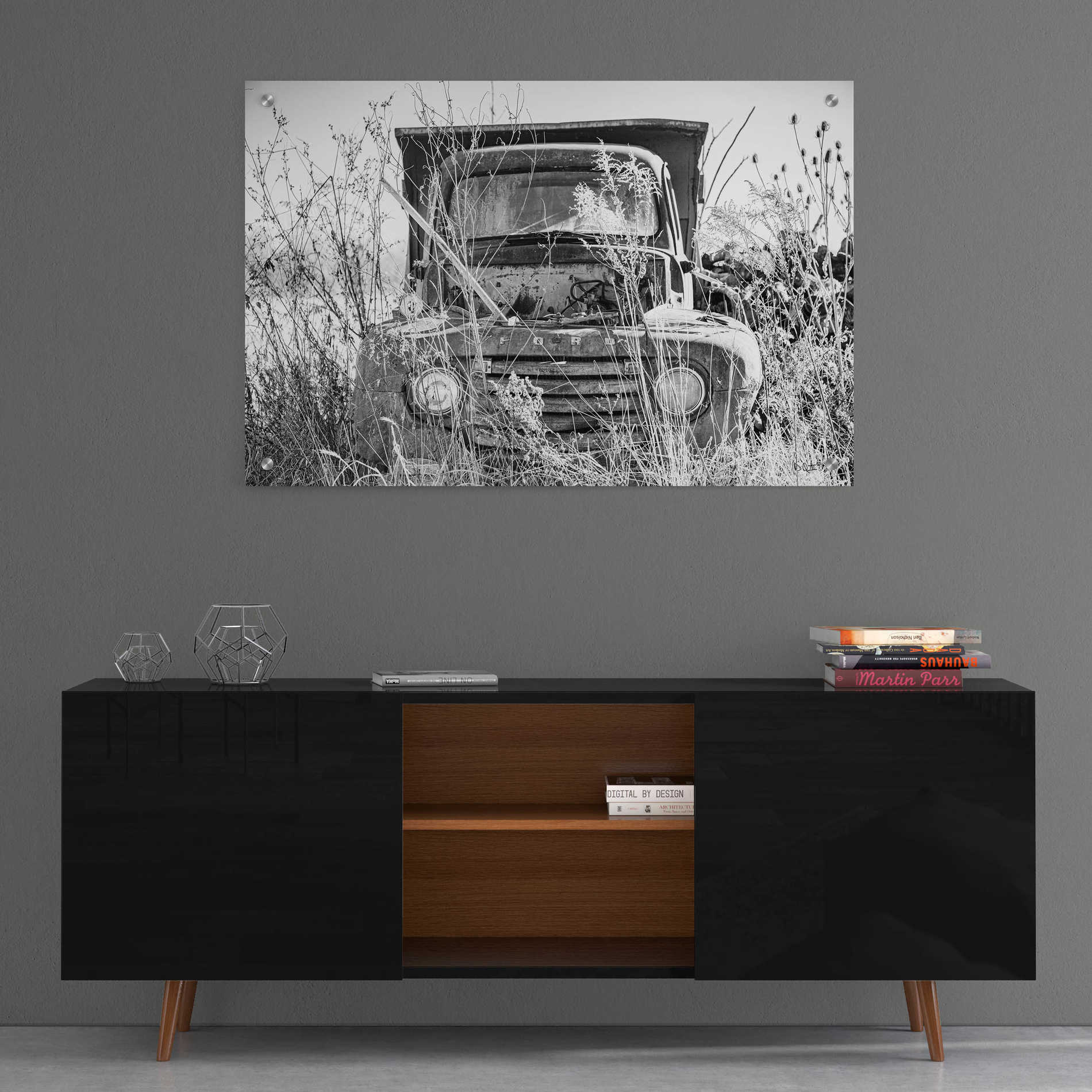 Epic Art 'Truck in Wildflower Field' by Donnie Quillen, Acrylic Glass Wall Art,36x24