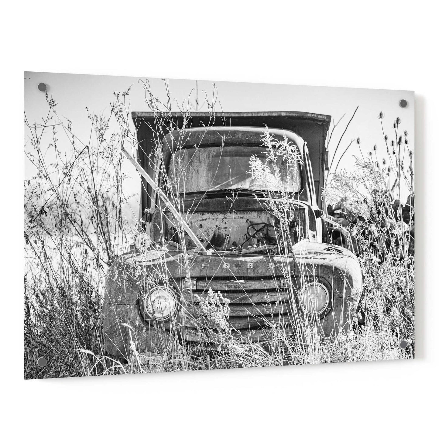 Epic Art 'Truck in Wildflower Field' by Donnie Quillen, Acrylic Glass Wall Art,36x24