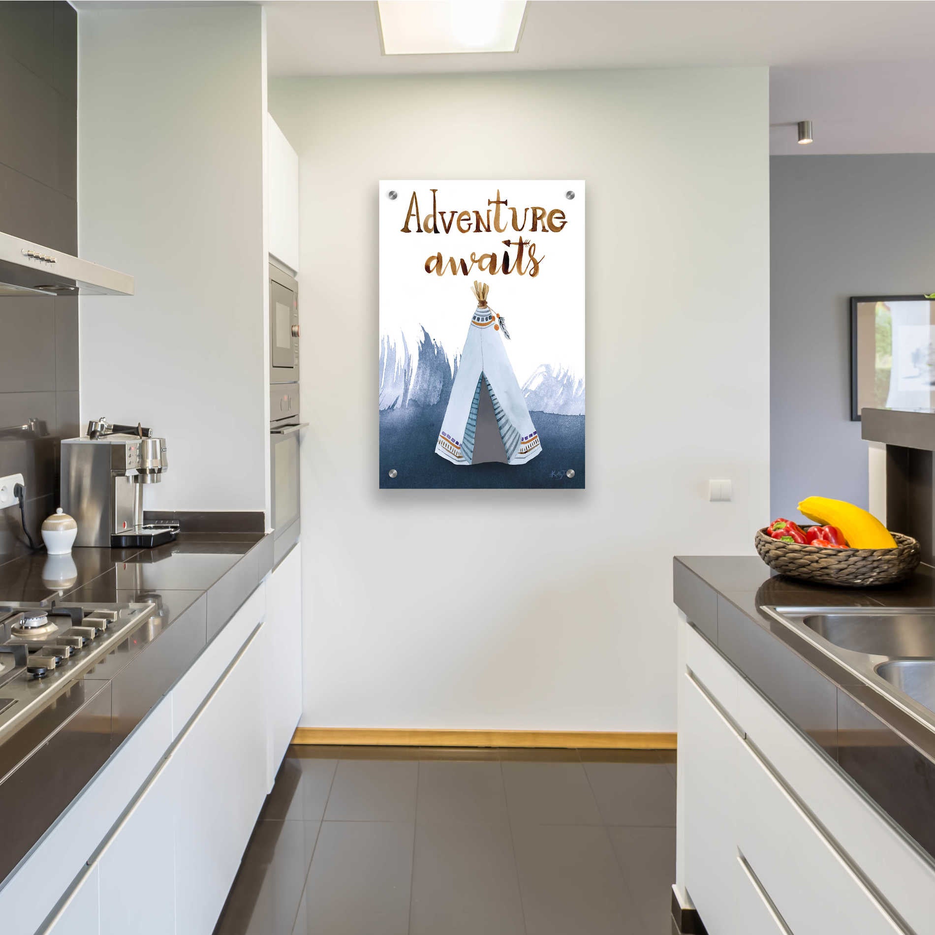 Epic Art 'Adventure Awaits' by Kelley Talent, Acrylic Glass Wall Art,24x36