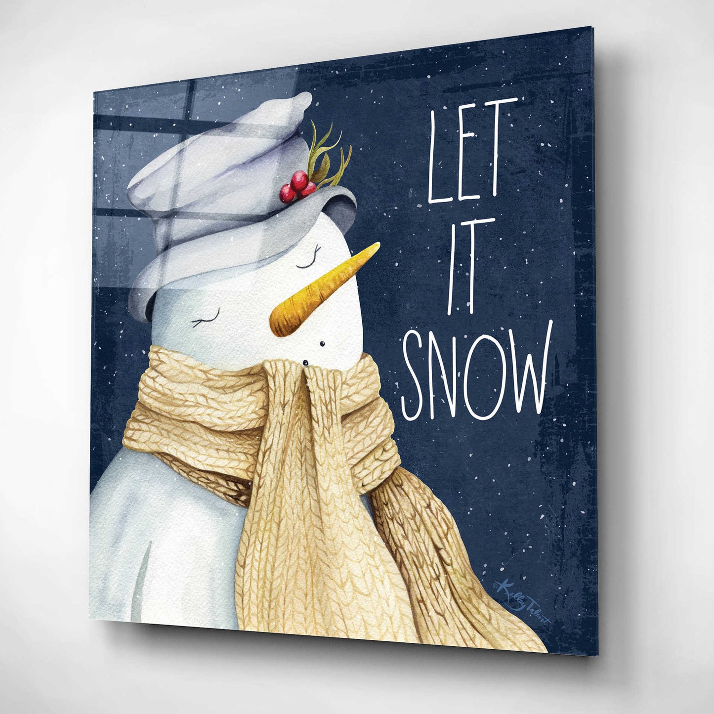 Epic Art 'Let It Snow Snowman' by Kelley Talent, Acrylic Glass Wall Art,12x12