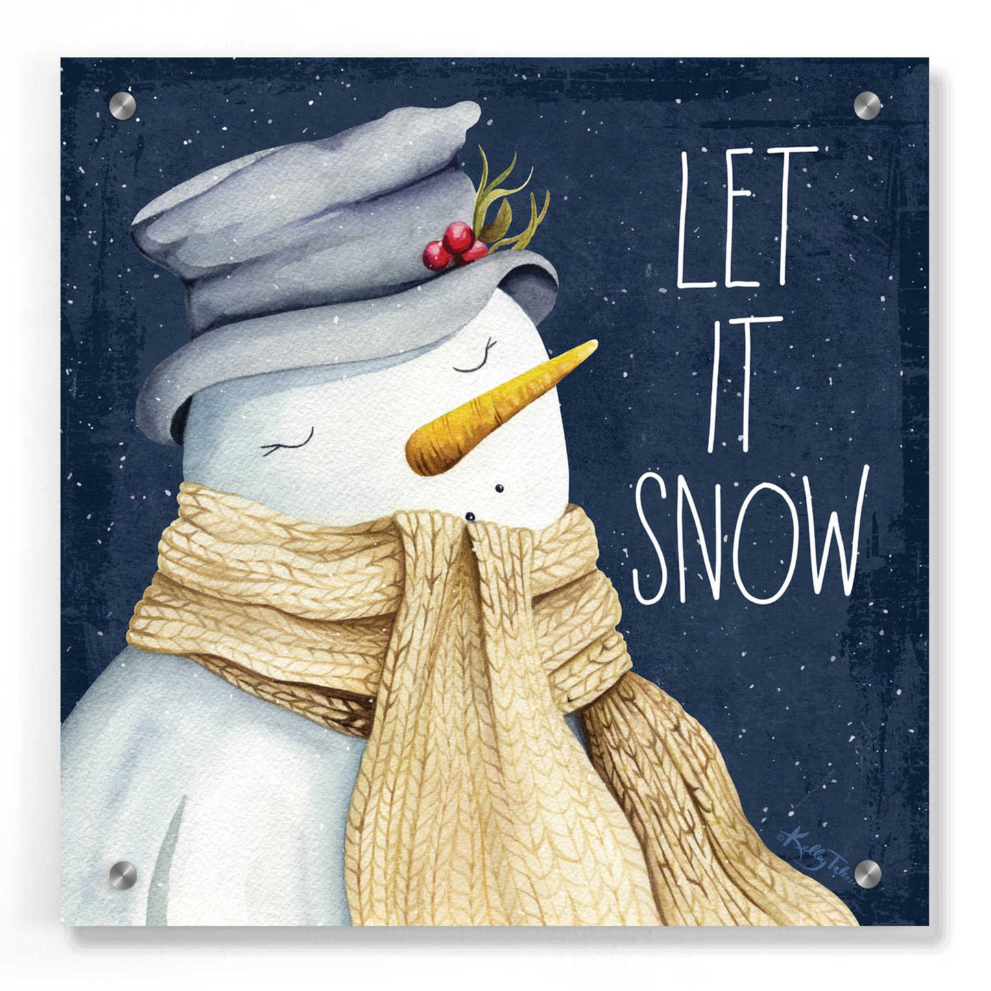 Epic Art 'Let It Snow Snowman' by Kelley Talent, Acrylic Glass Wall Art