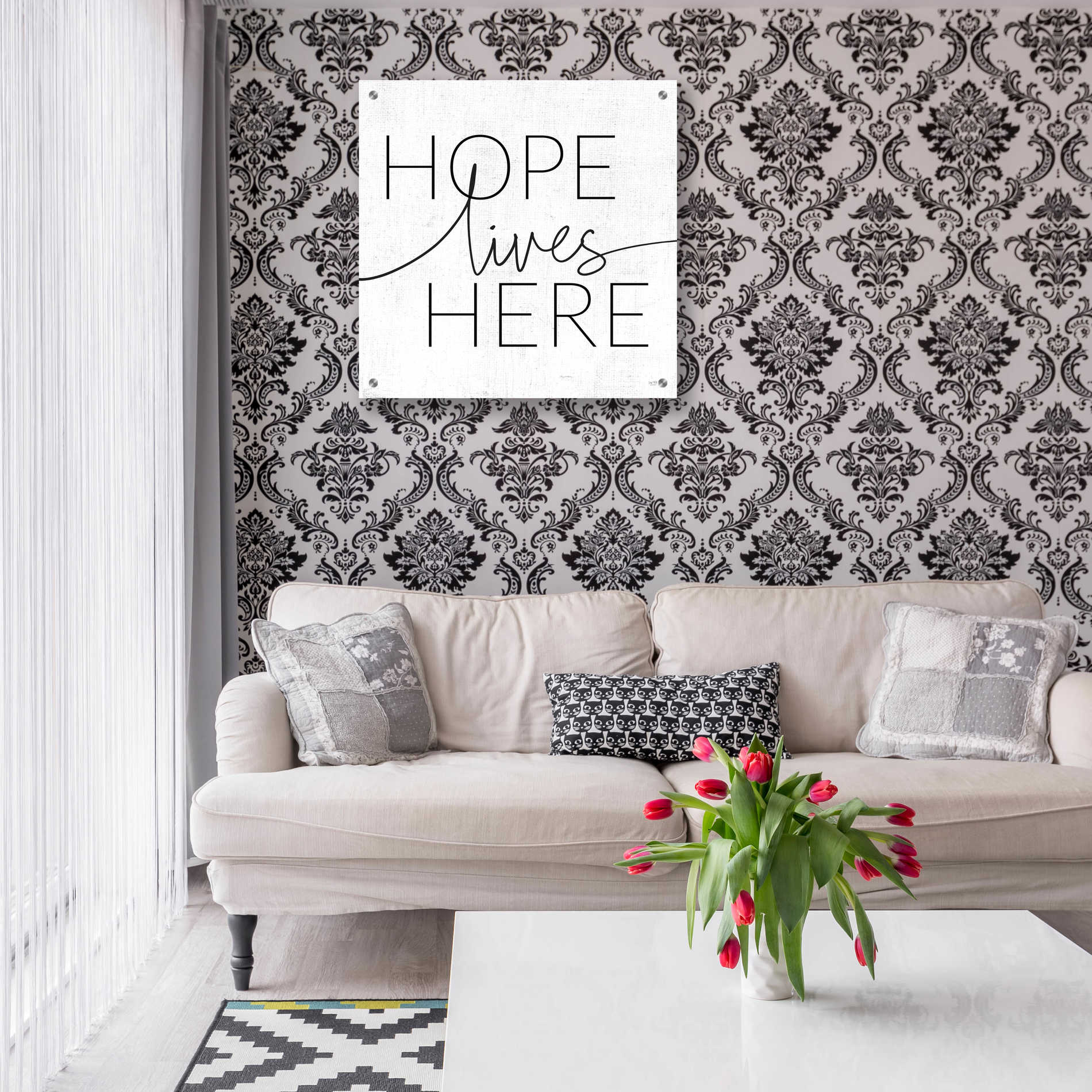 Epic Art 'Hope Lives Here' by Lux + Me, Acrylic Glass Wall Art,24x24