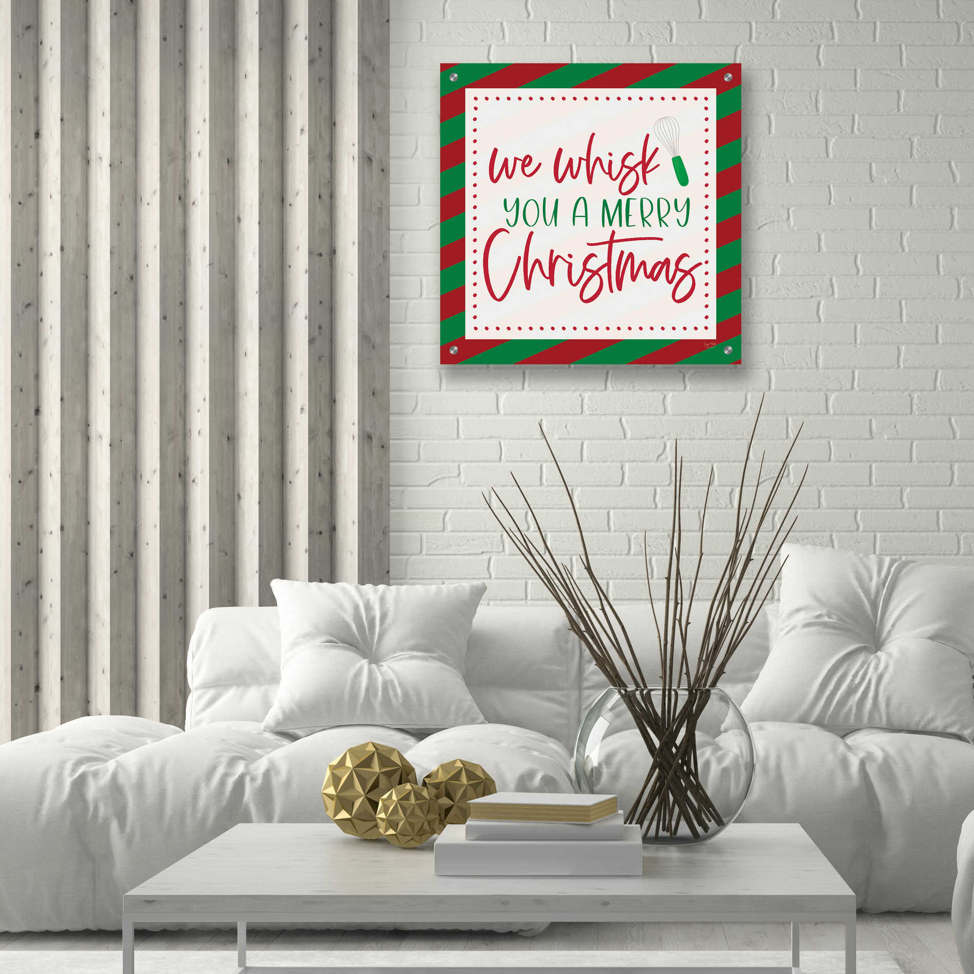 Epic Art 'We Wisk You a Merry Christmas' by Lux + Me, Acrylic Glass Wall Art,24x24