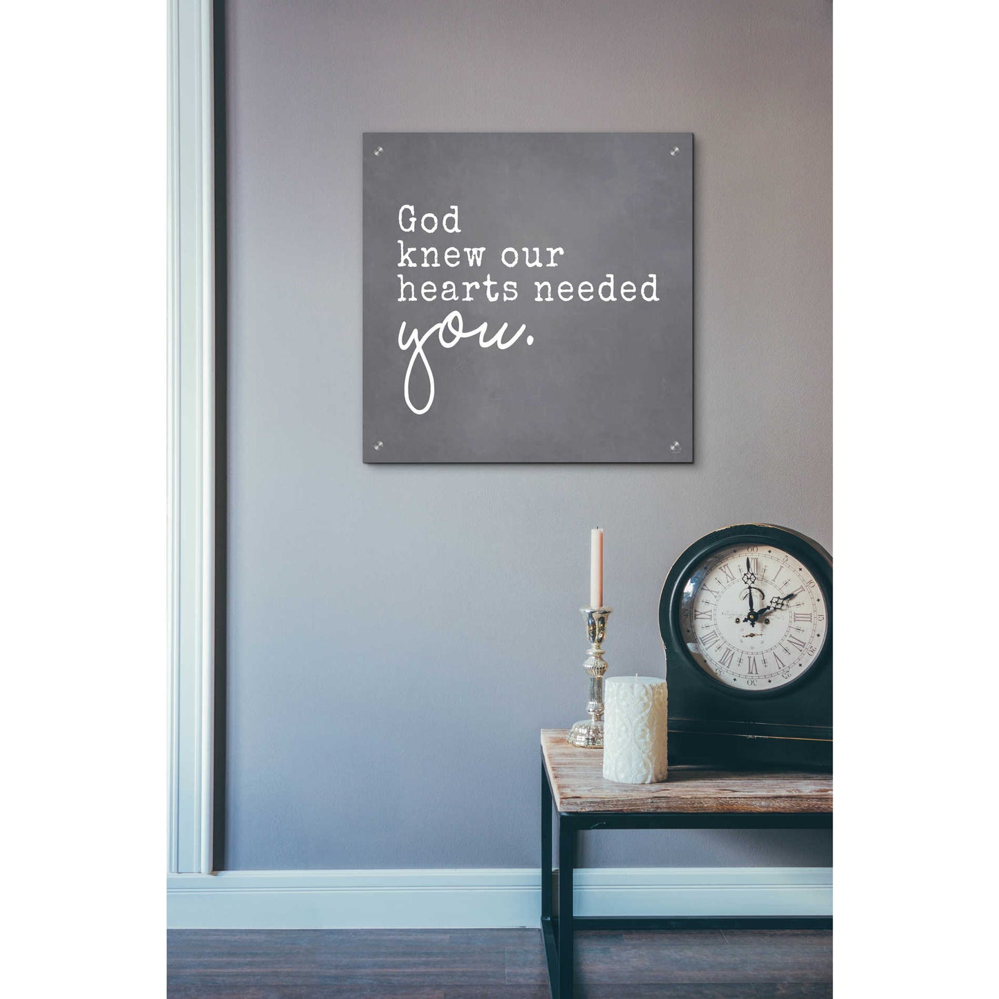 Epic Art 'God Knew Our Hearts Needed You' by Lux + Me, Acrylic Glass Wall Art,24x24