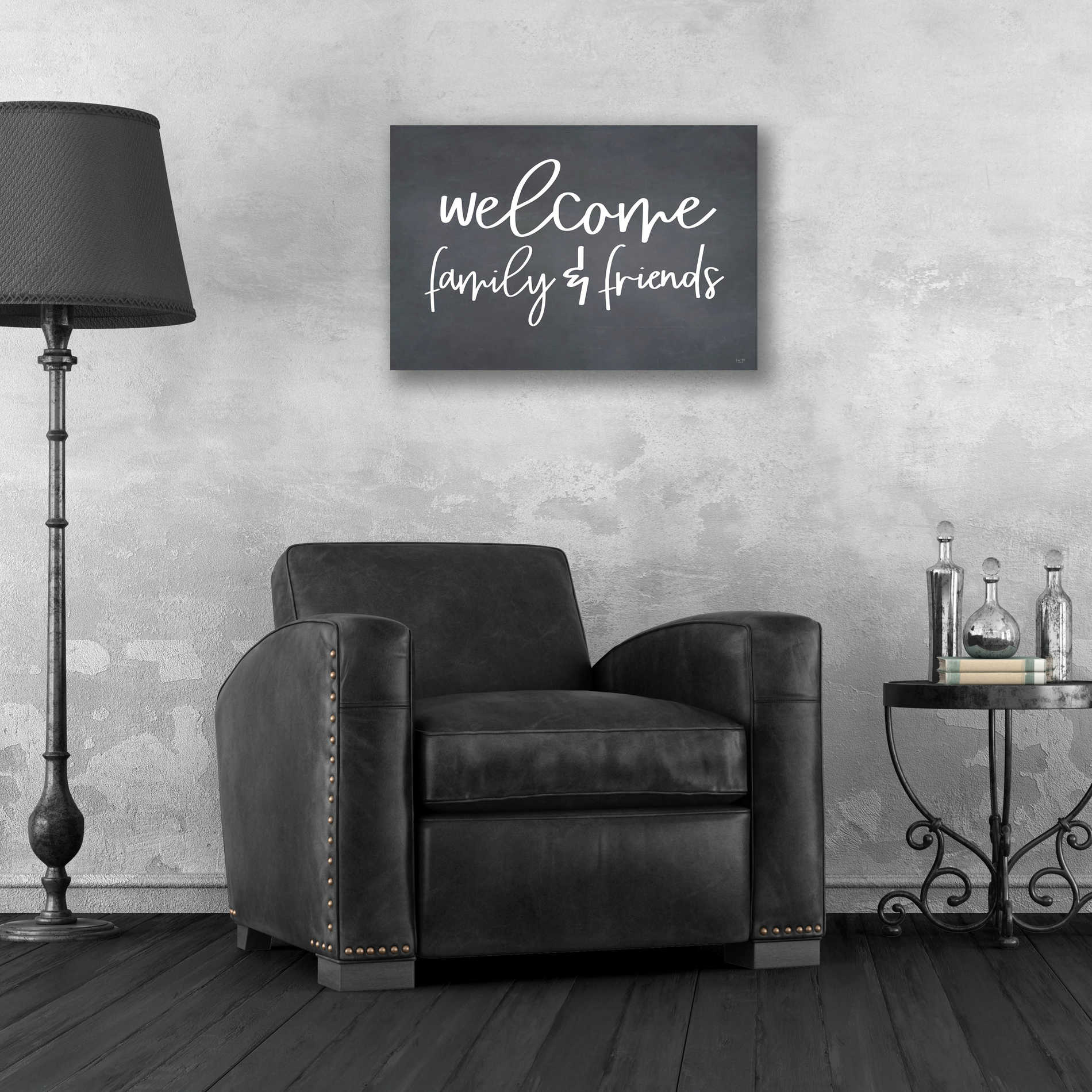 Epic Art 'Welcome Family & Friends' by Lux + Me, Acrylic Glass Wall Art,24x16