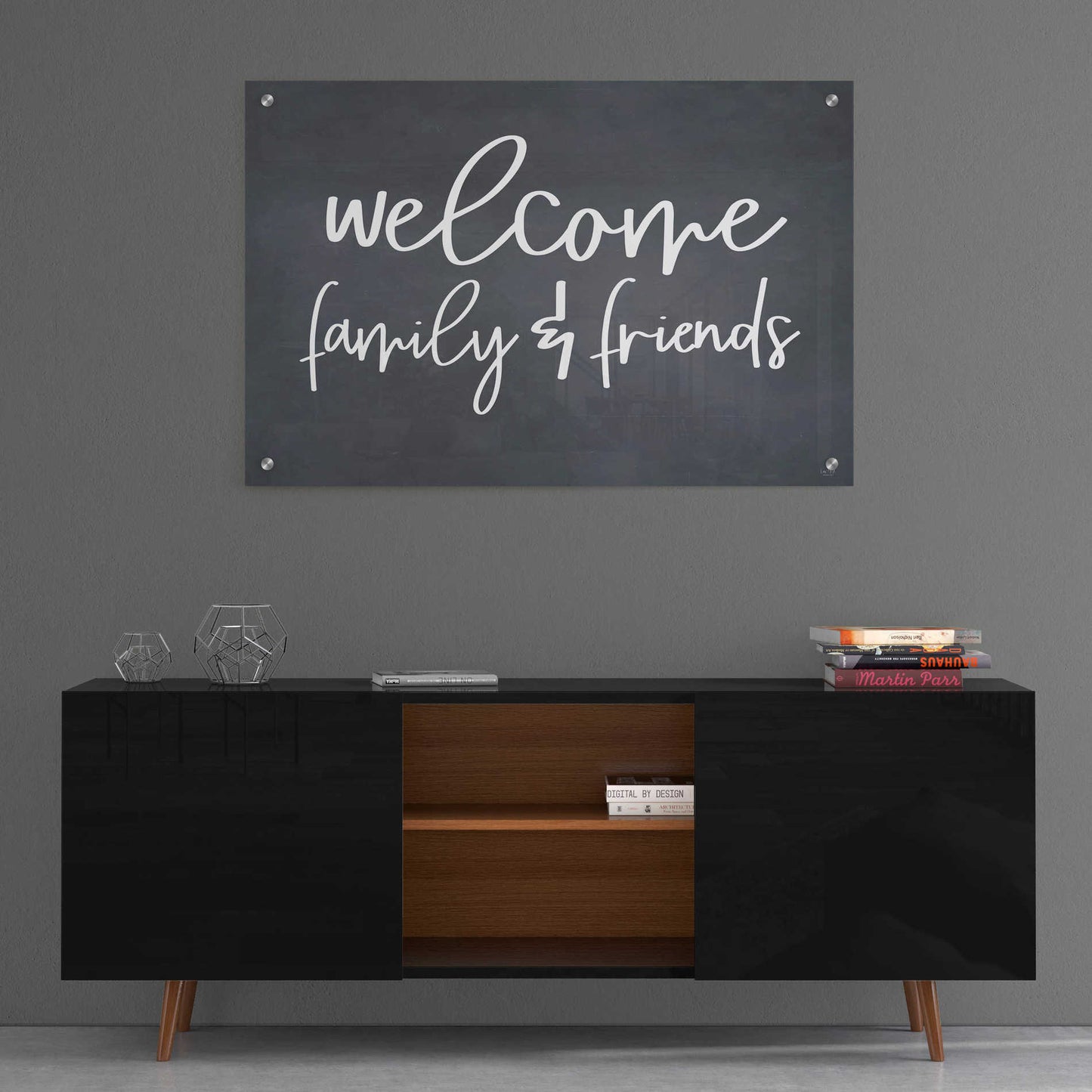 Epic Art 'Welcome Family & Friends' by Lux + Me, Acrylic Glass Wall Art,36x24