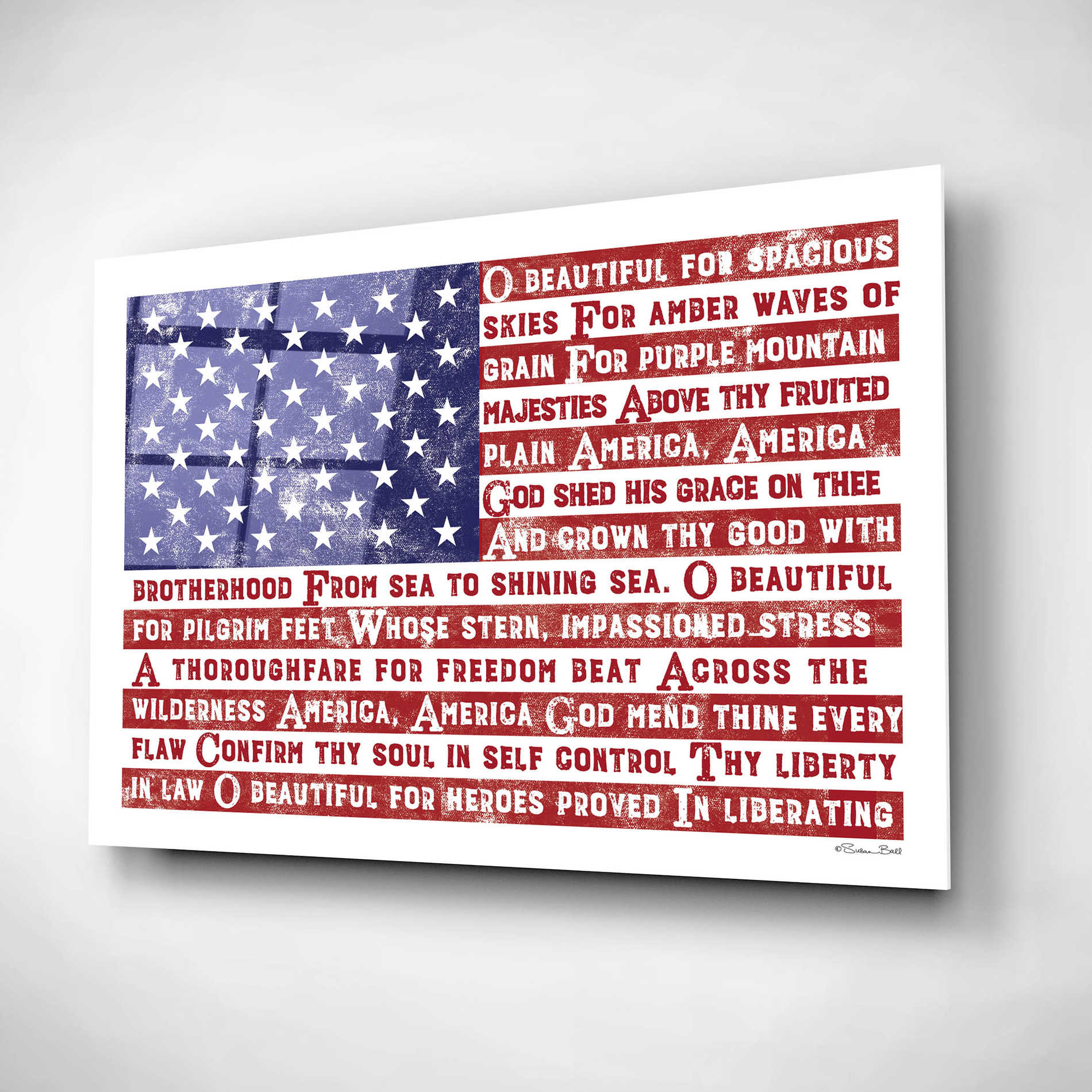 Epic Art 'America the Beautiful Flag' by Susan Ball, Acrylic Glass Wall Art,16x12