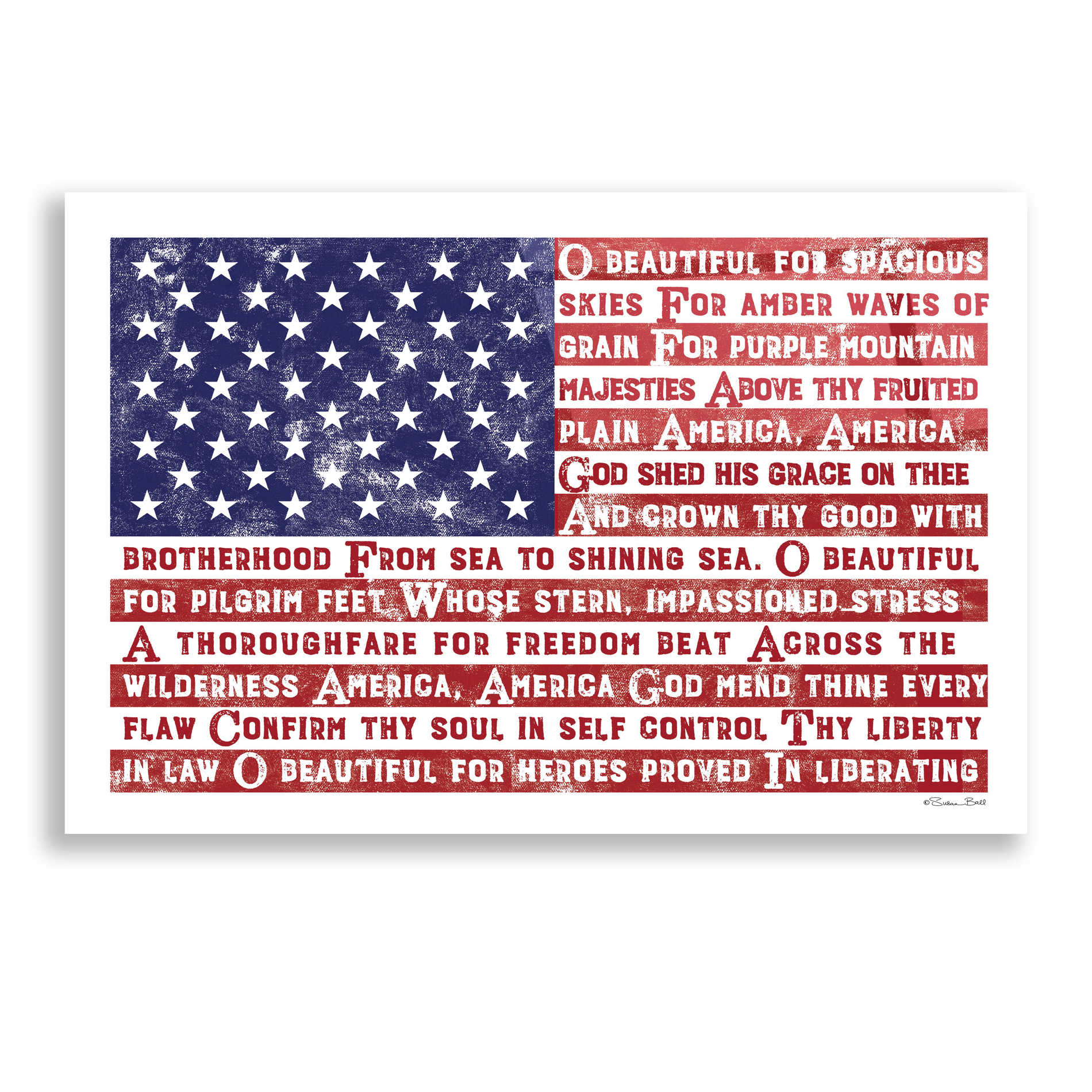 Epic Art 'America the Beautiful Flag' by Susan Ball, Acrylic Glass Wall Art,24x16