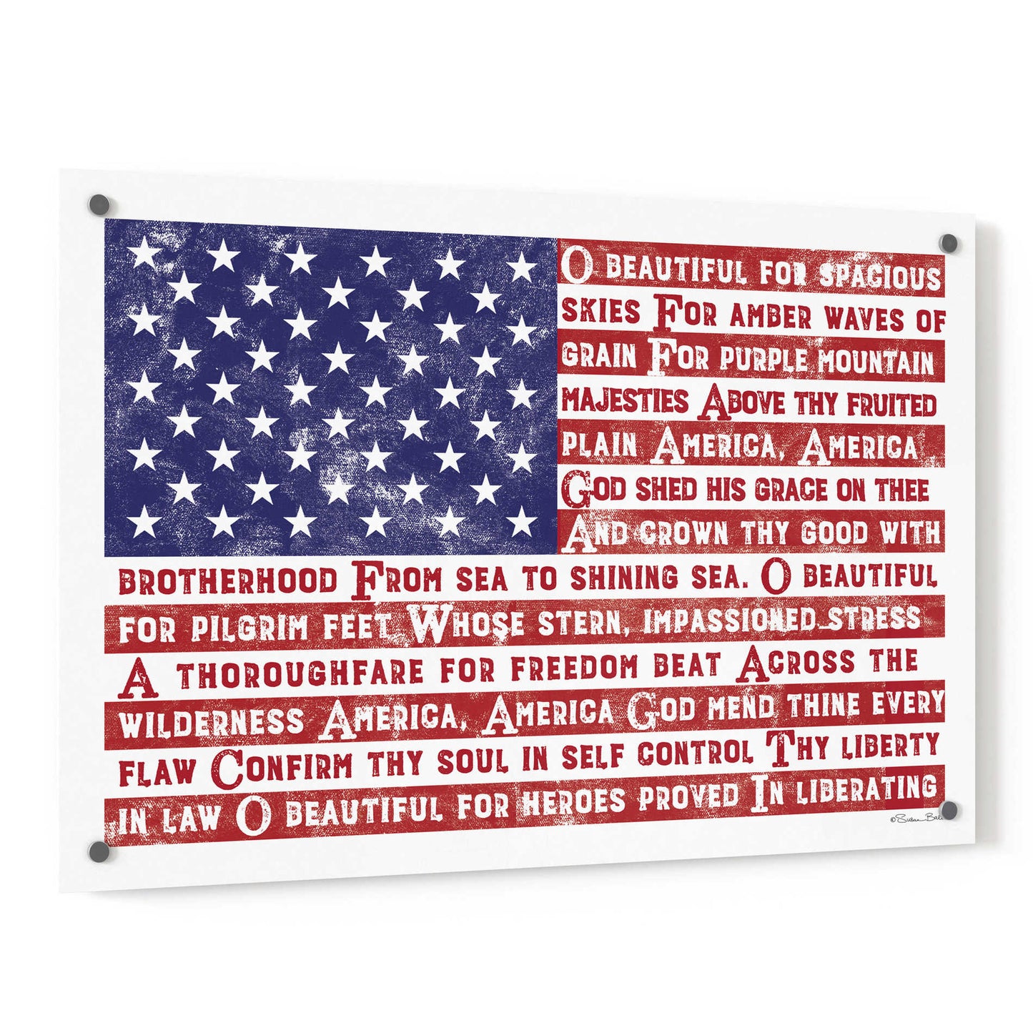 Epic Art 'America the Beautiful Flag' by Susan Ball, Acrylic Glass Wall Art,36x24