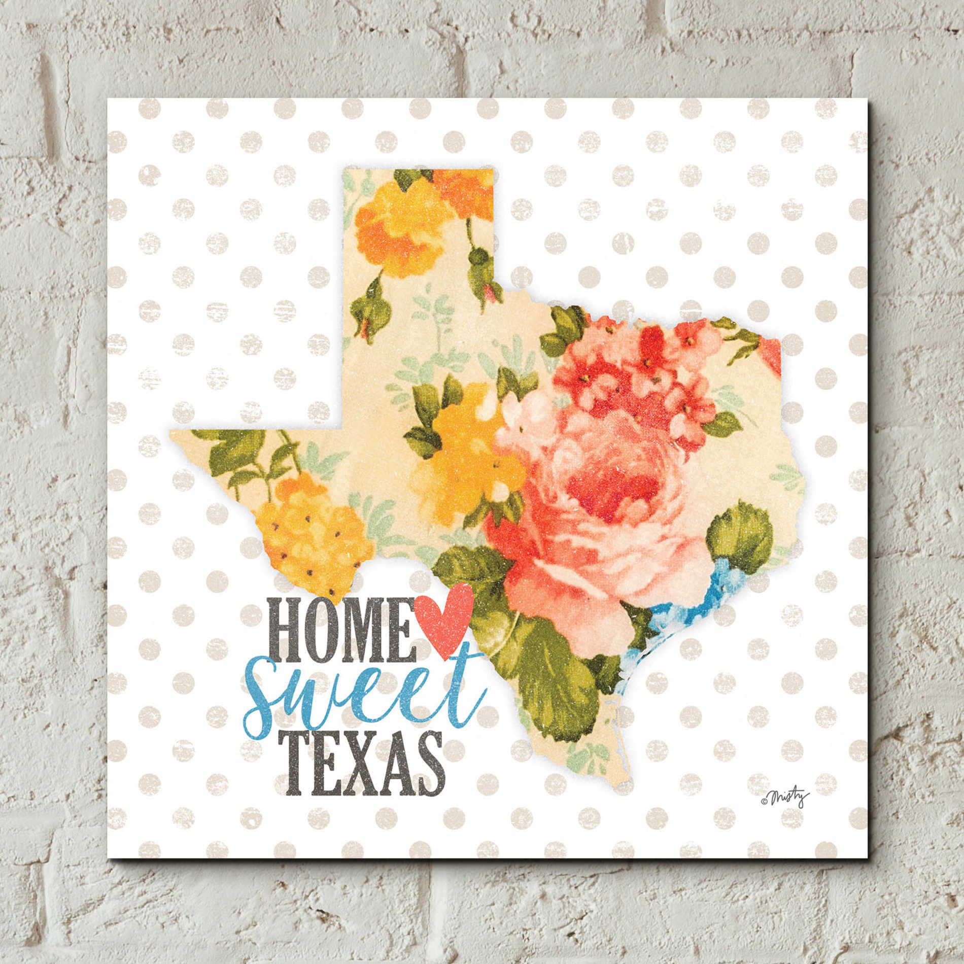 Epic Art 'Home Sweet Texas Floral' by Misty Michelle, Acrylic Glass Wall Art,12x12