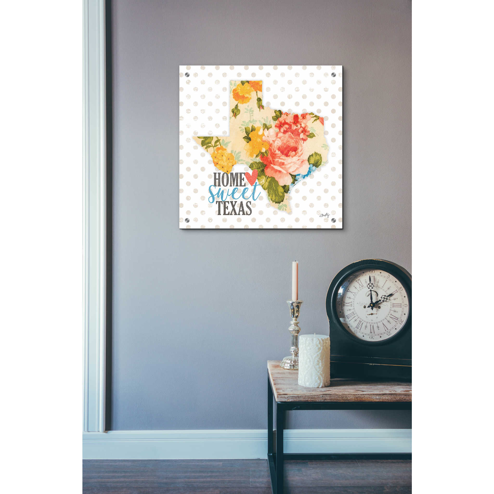 Epic Art 'Home Sweet Texas Floral' by Misty Michelle, Acrylic Glass Wall Art,24x24