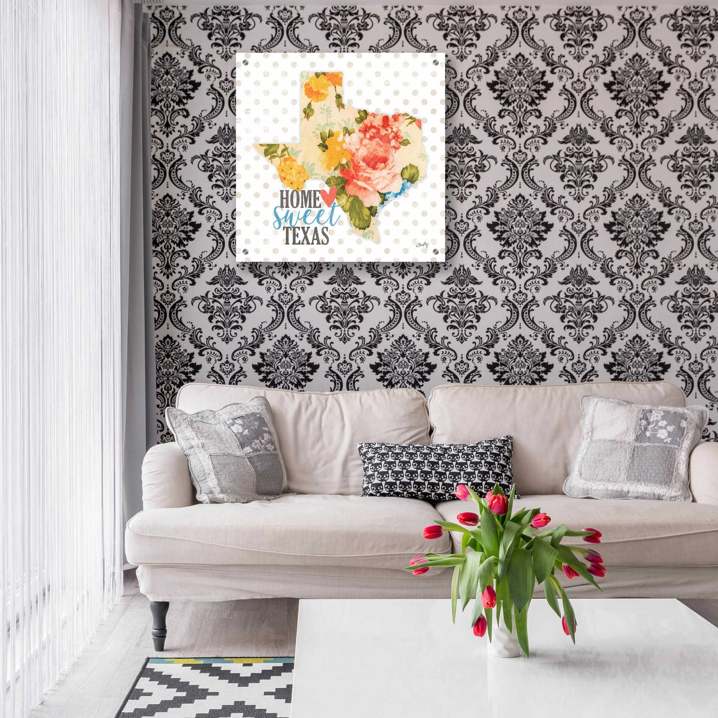 Epic Art 'Home Sweet Texas Floral' by Misty Michelle, Acrylic Glass Wall Art,24x24