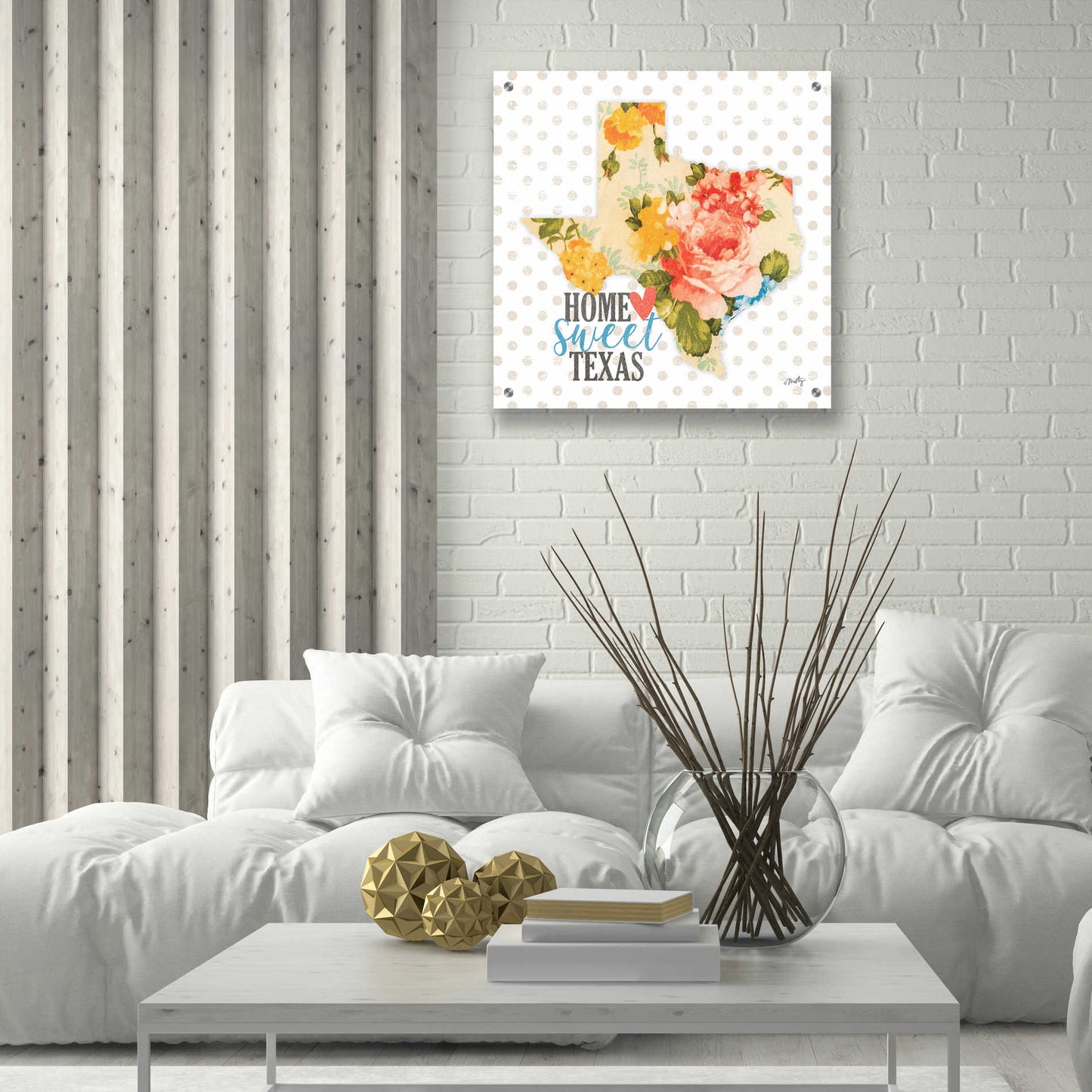 Epic Art 'Home Sweet Texas Floral' by Misty Michelle, Acrylic Glass Wall Art,24x24