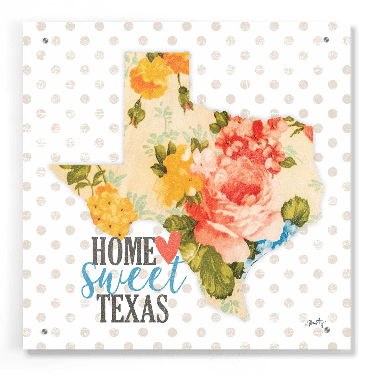 Epic Art 'Home Sweet Texas Floral' by Misty Michelle, Acrylic Glass Wall Art,24x24