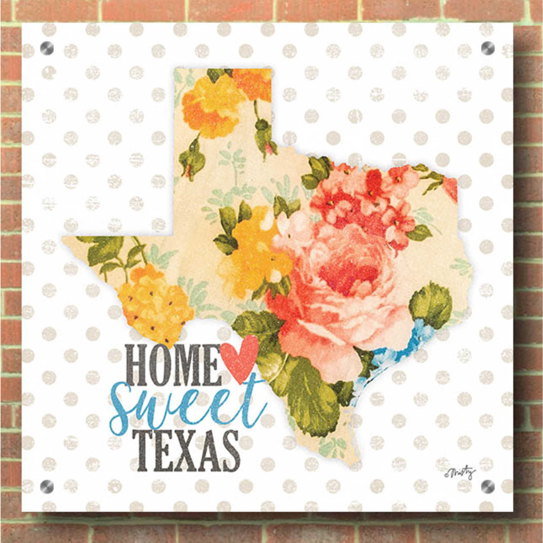 Epic Art 'Home Sweet Texas Floral' by Misty Michelle, Acrylic Glass Wall Art,36x36