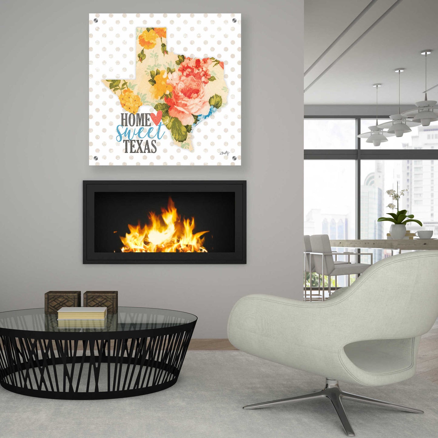 Epic Art 'Home Sweet Texas Floral' by Misty Michelle, Acrylic Glass Wall Art,36x36