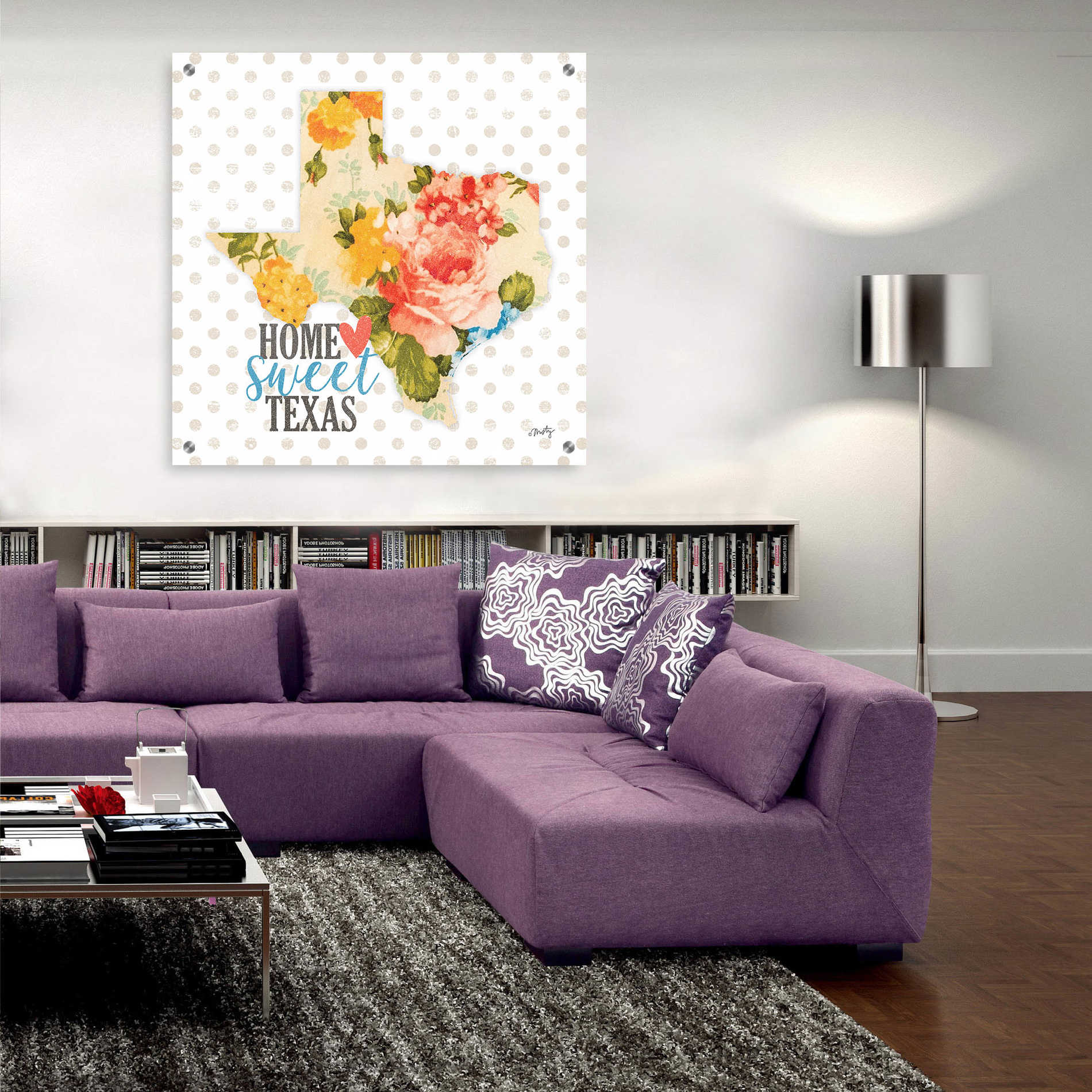 Epic Art 'Home Sweet Texas Floral' by Misty Michelle, Acrylic Glass Wall Art,36x36