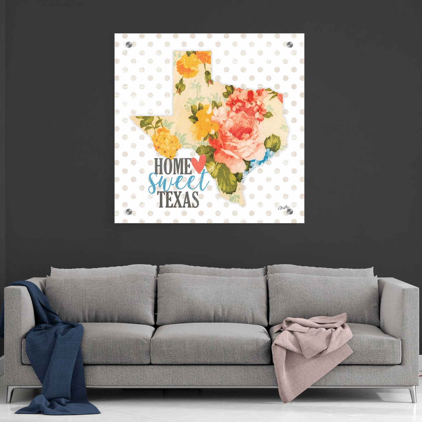 Epic Art 'Home Sweet Texas Floral' by Misty Michelle, Acrylic Glass Wall Art,36x36