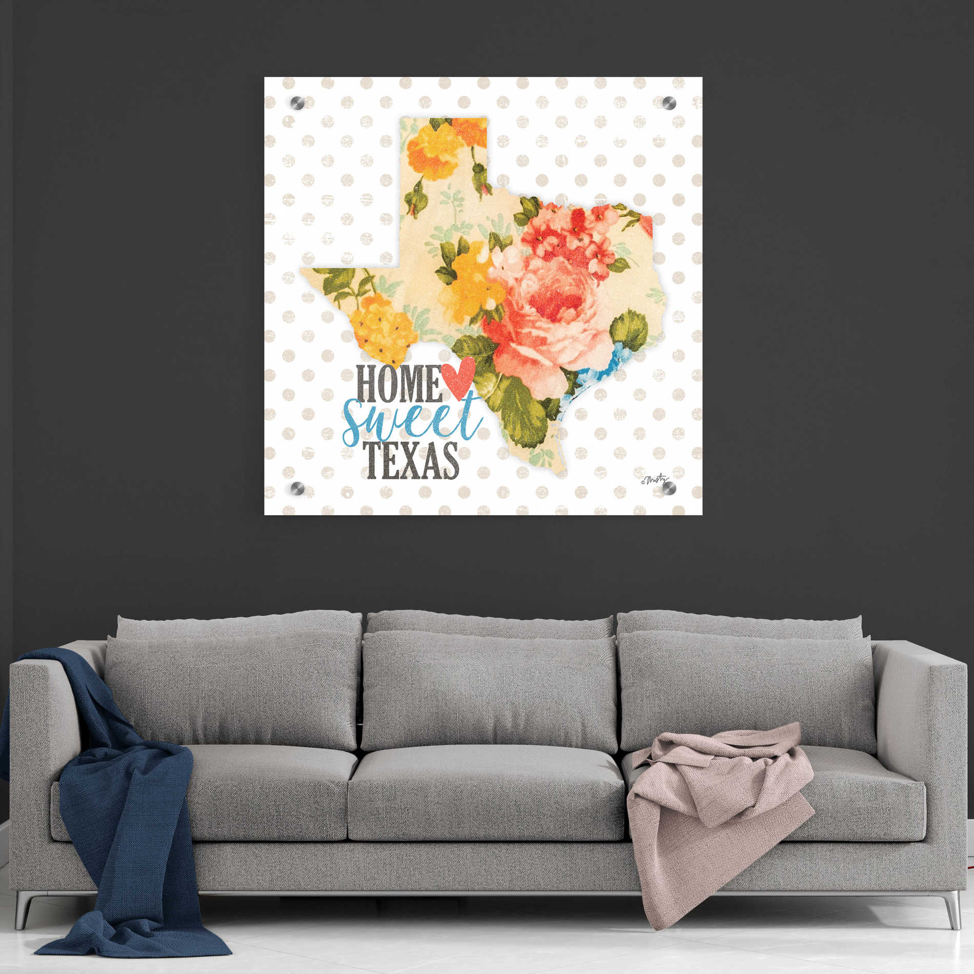 Epic Art 'Home Sweet Texas Floral' by Misty Michelle, Acrylic Glass Wall Art,36x36