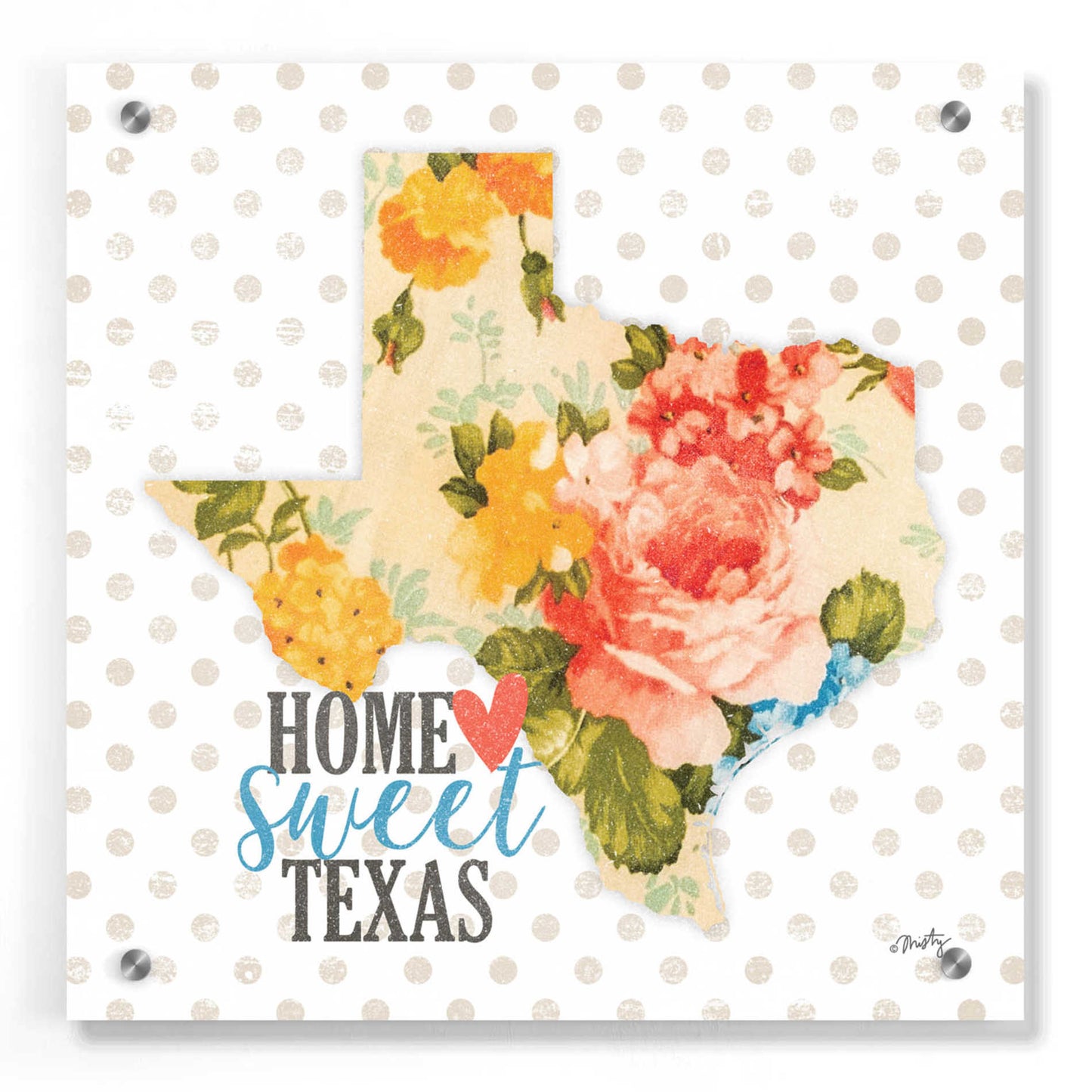 Epic Art 'Home Sweet Texas Floral' by Misty Michelle, Acrylic Glass Wall Art,36x36