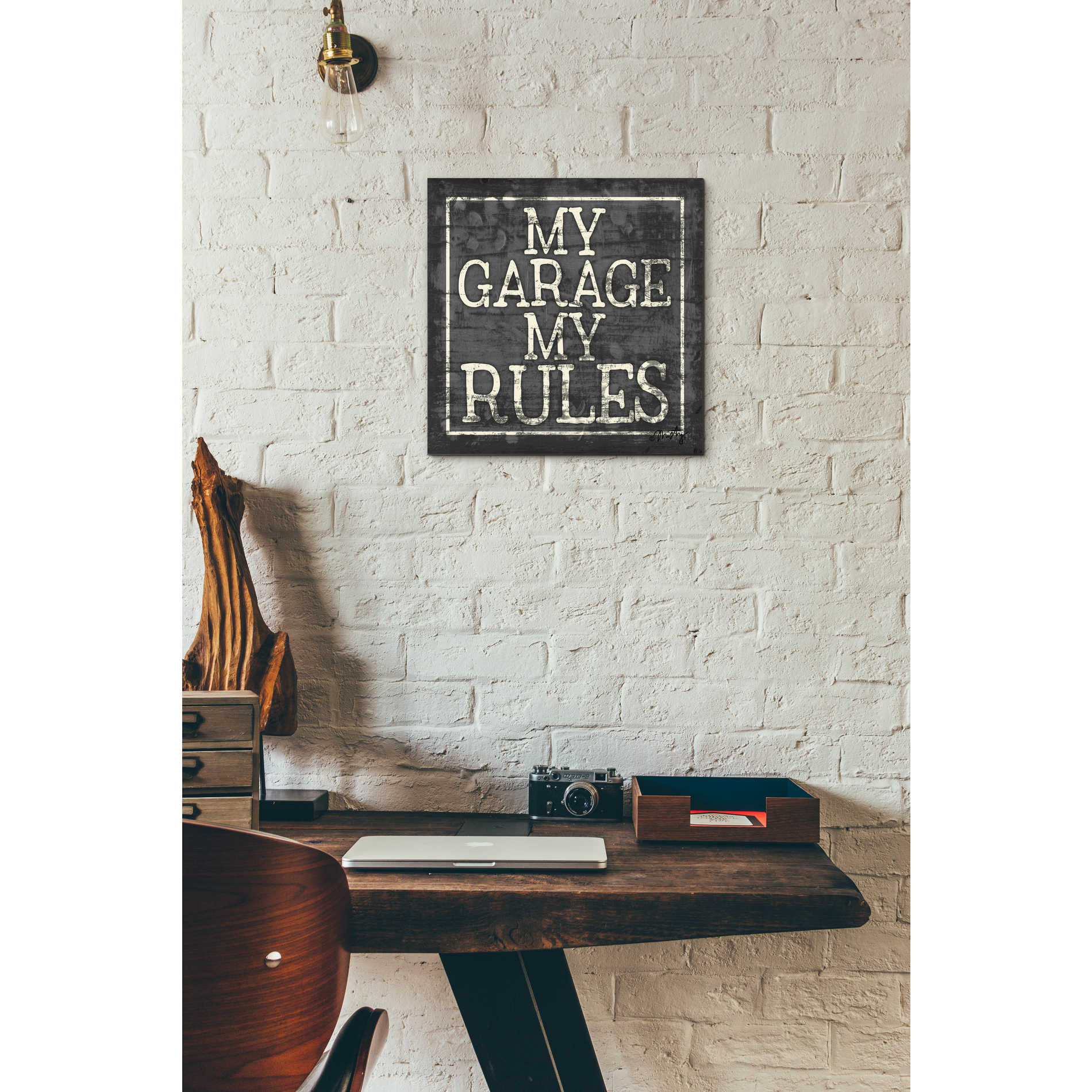 Epic Art 'My Garage, My Rules' by Misty Michelle, Acrylic Glass Wall Art,12x12